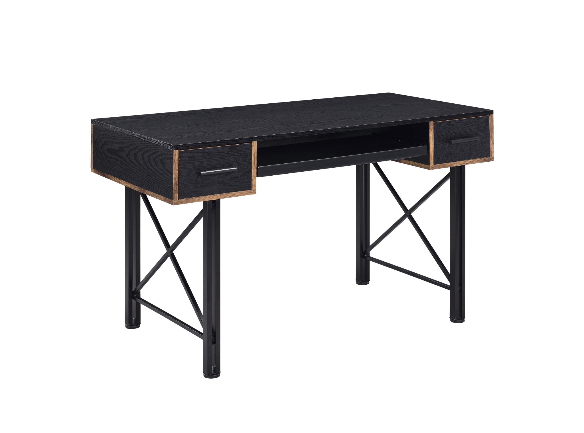 47" Black Computer Desk With Two Drawers
