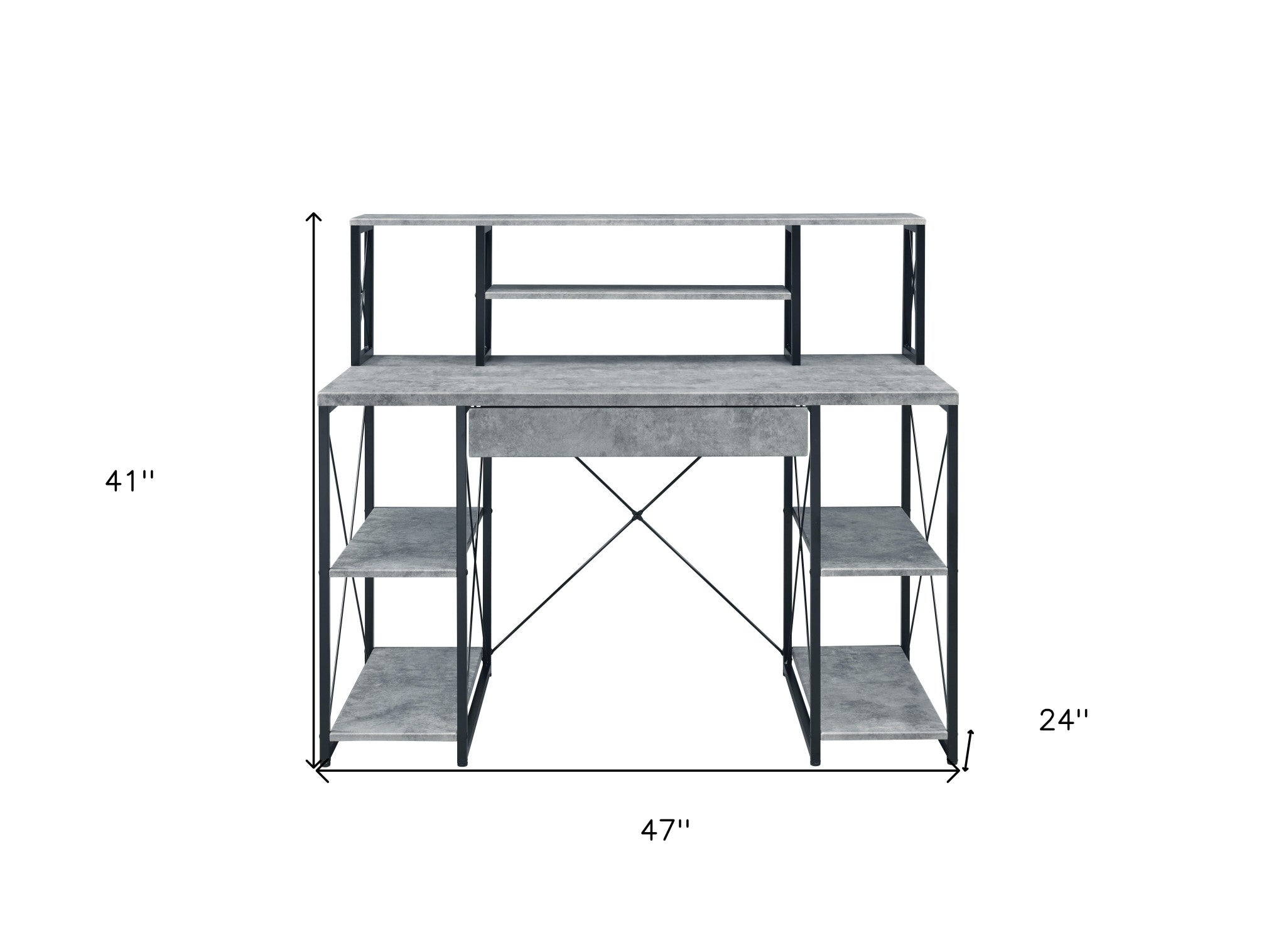 47" Gray and Black Computer Desk
