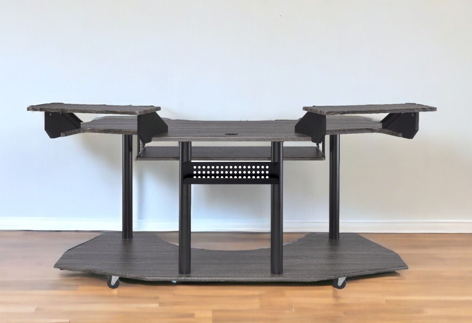 71" Dark Gray and Black Computer Desk