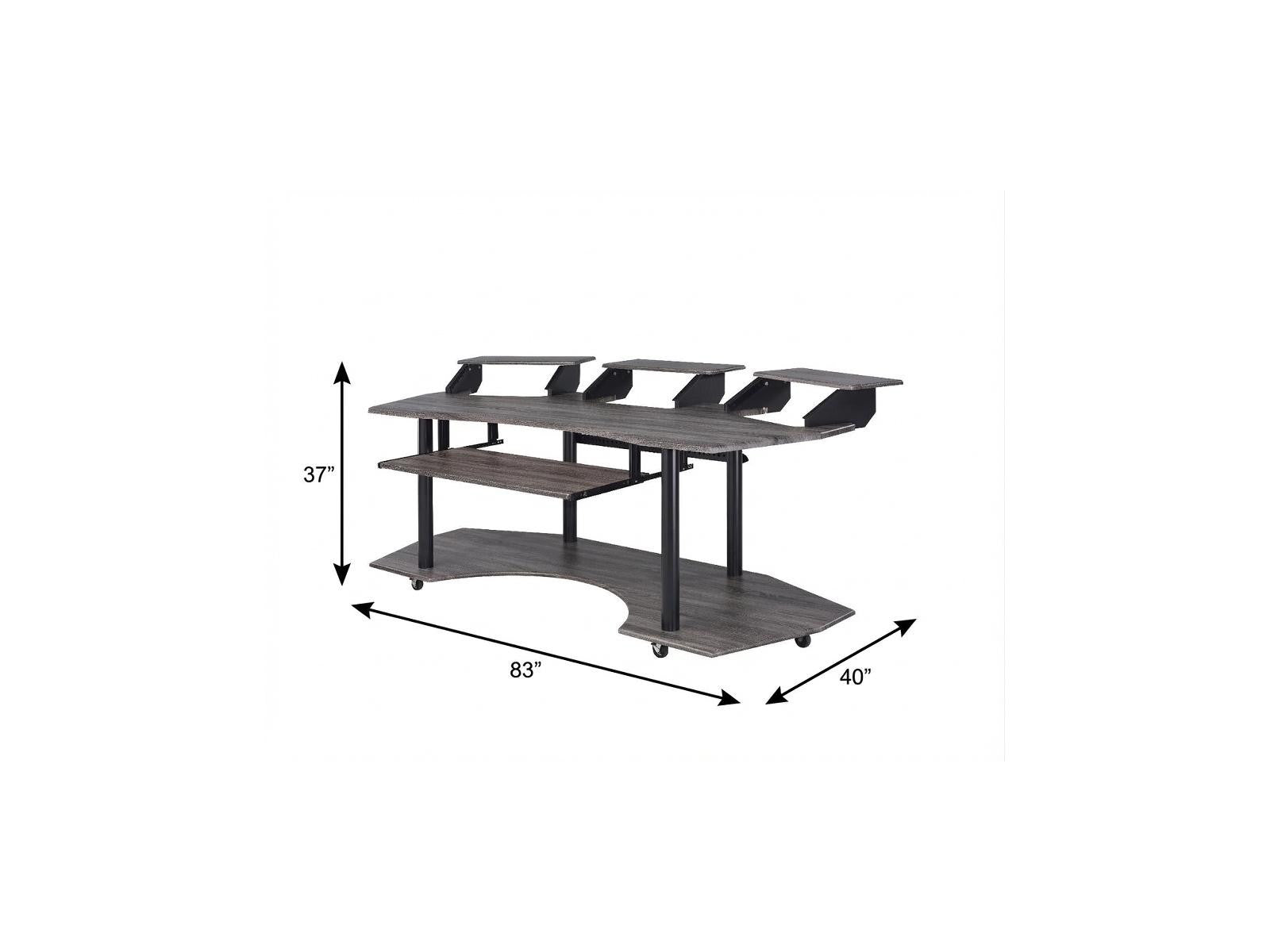 83" Black Music Recording Studio Desk