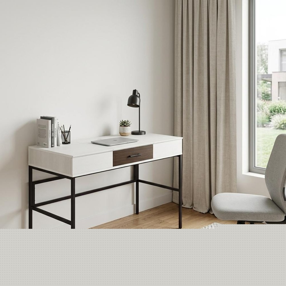 42" White and Black Writing Desk