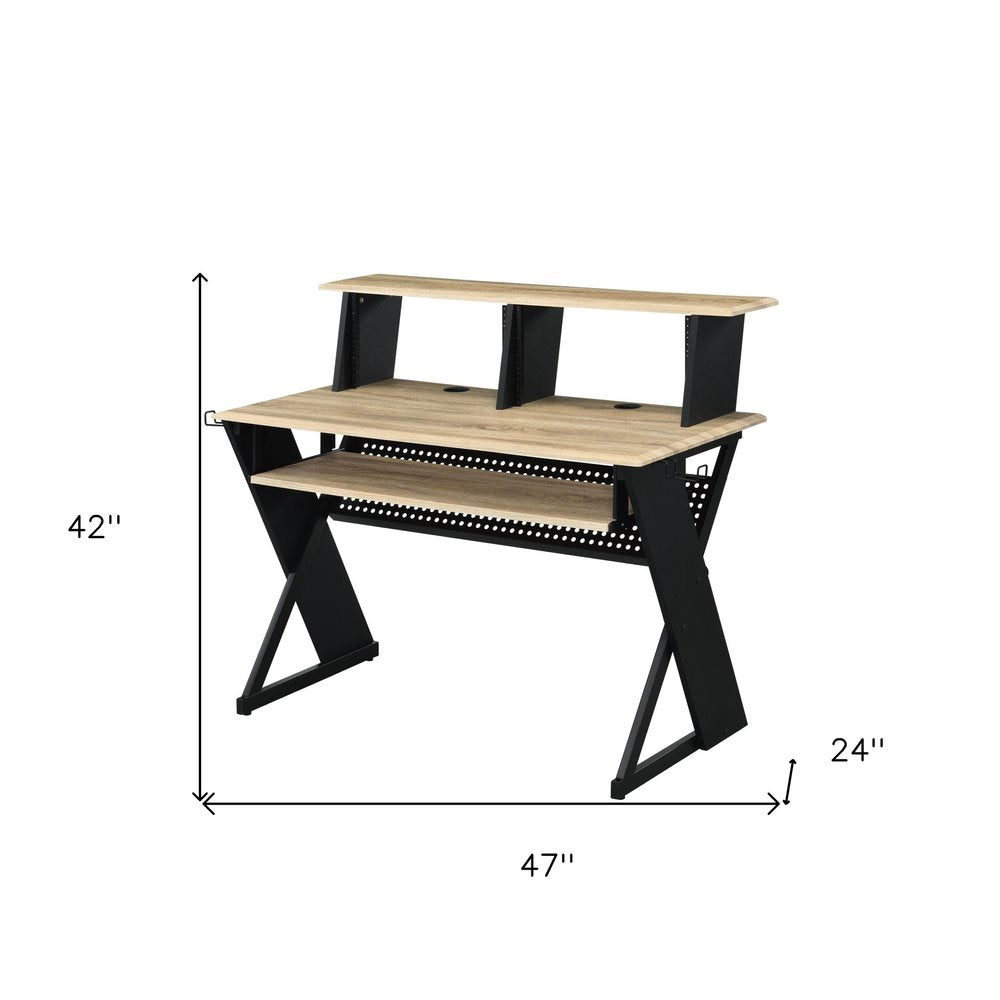 47" Natural and Black Music Desk
