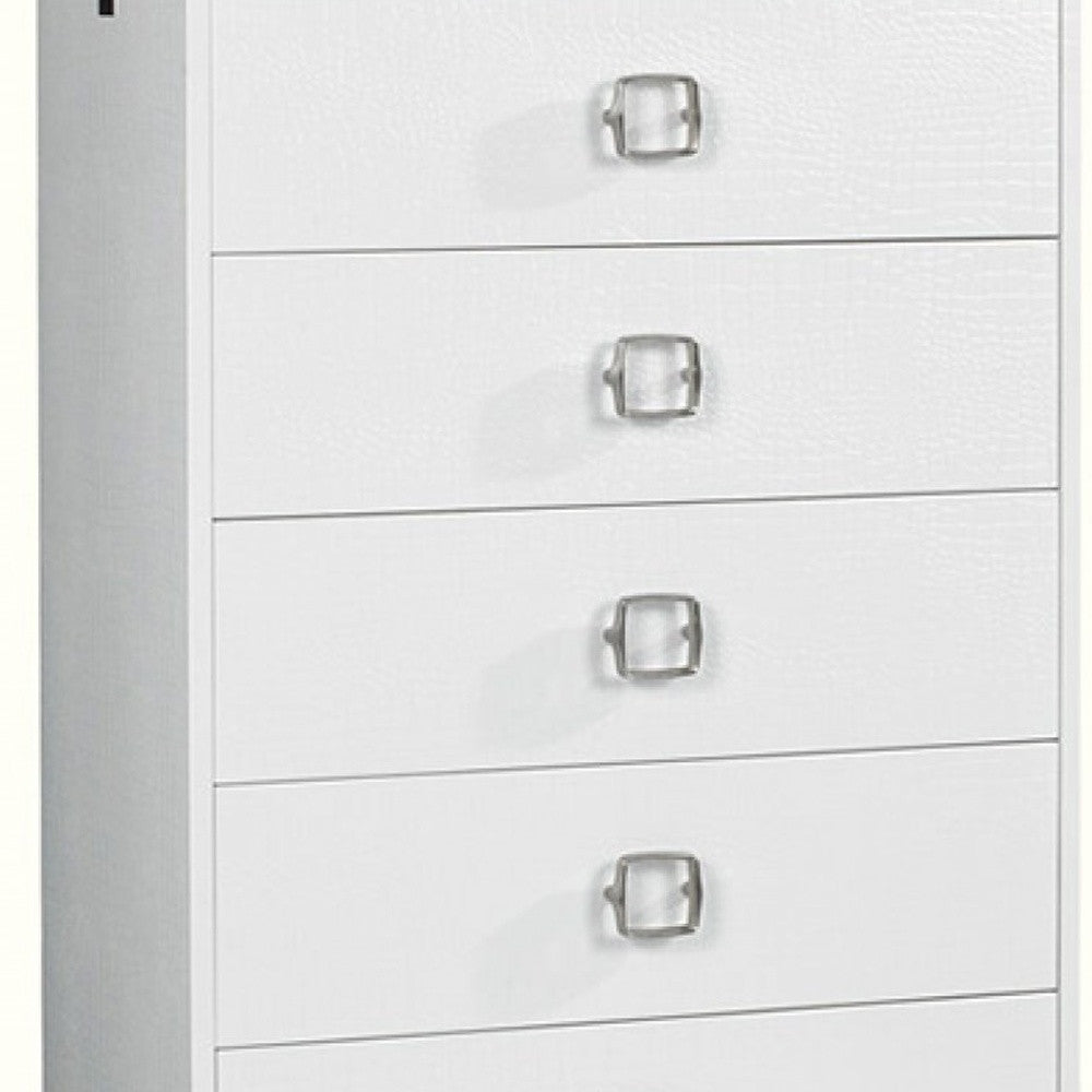 32" White Manufactured Wood + Solid Wood Stainless Steel Six Drawer Chest