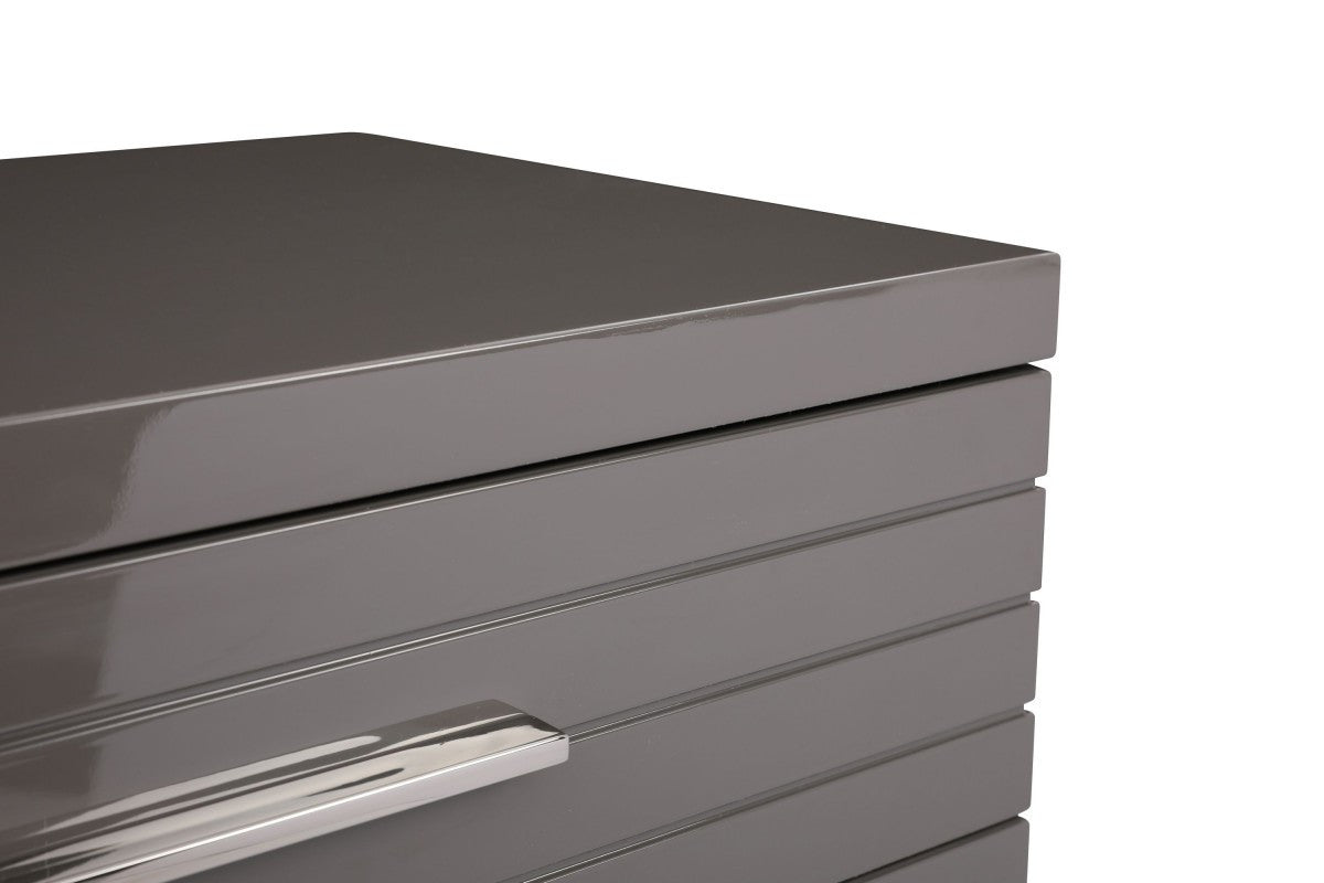 30" Grey Manufactured Wood + Solid Wood Stainless Steel Six Drawer Chest