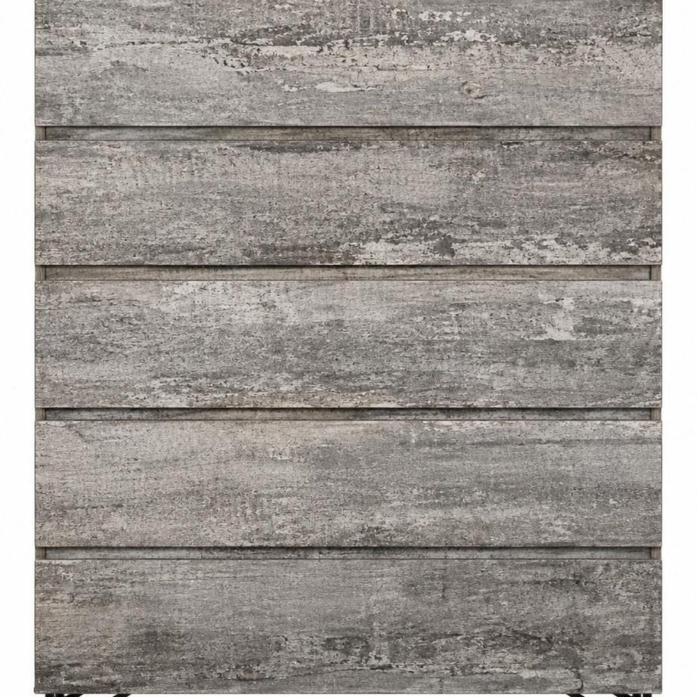33" Black And Gray Wood Five Drawer Dresser