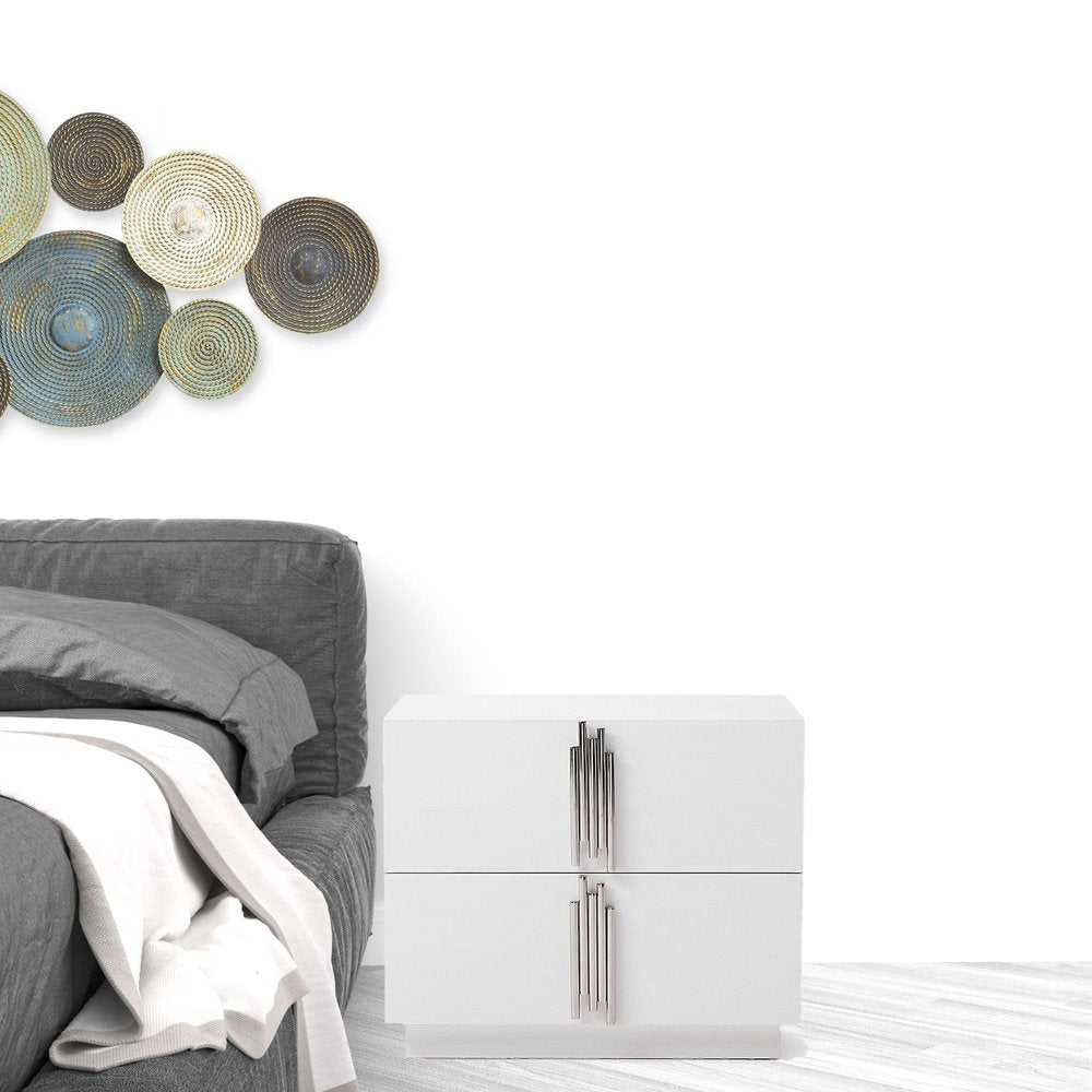 19" White Two Drawer Nightstand