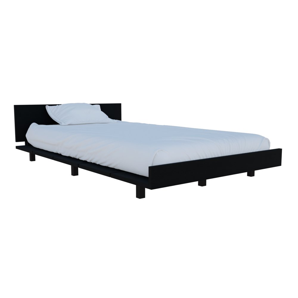 Black Distressed Wood Twin Bed Frame