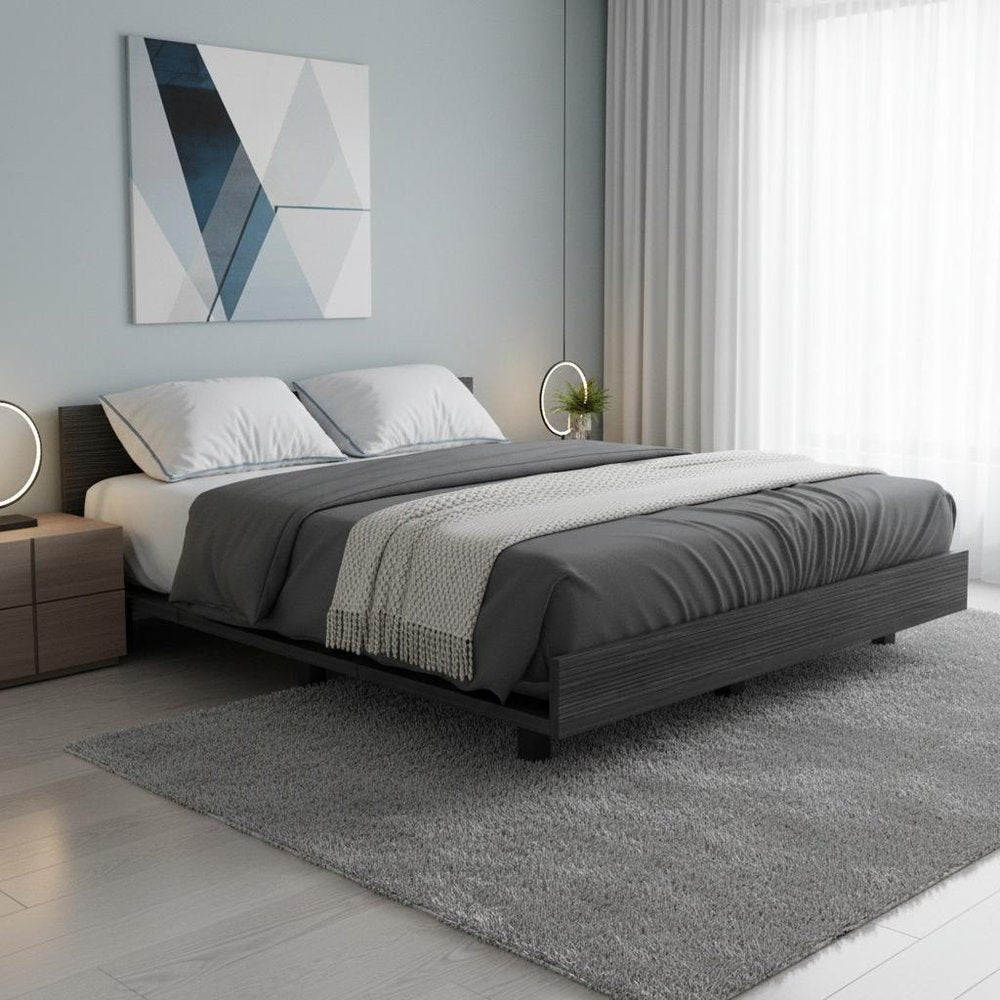 Black Distressed Wood Twin Bed Frame