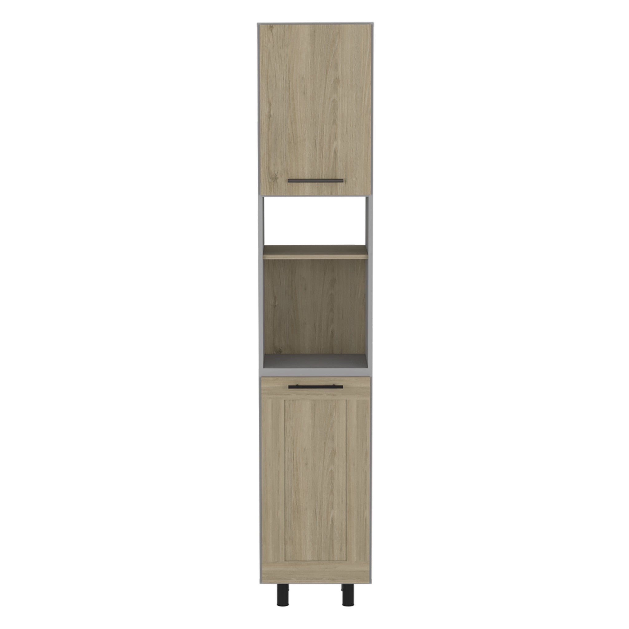 82" Gray And Oak Wood Pantry Or Storage Closet