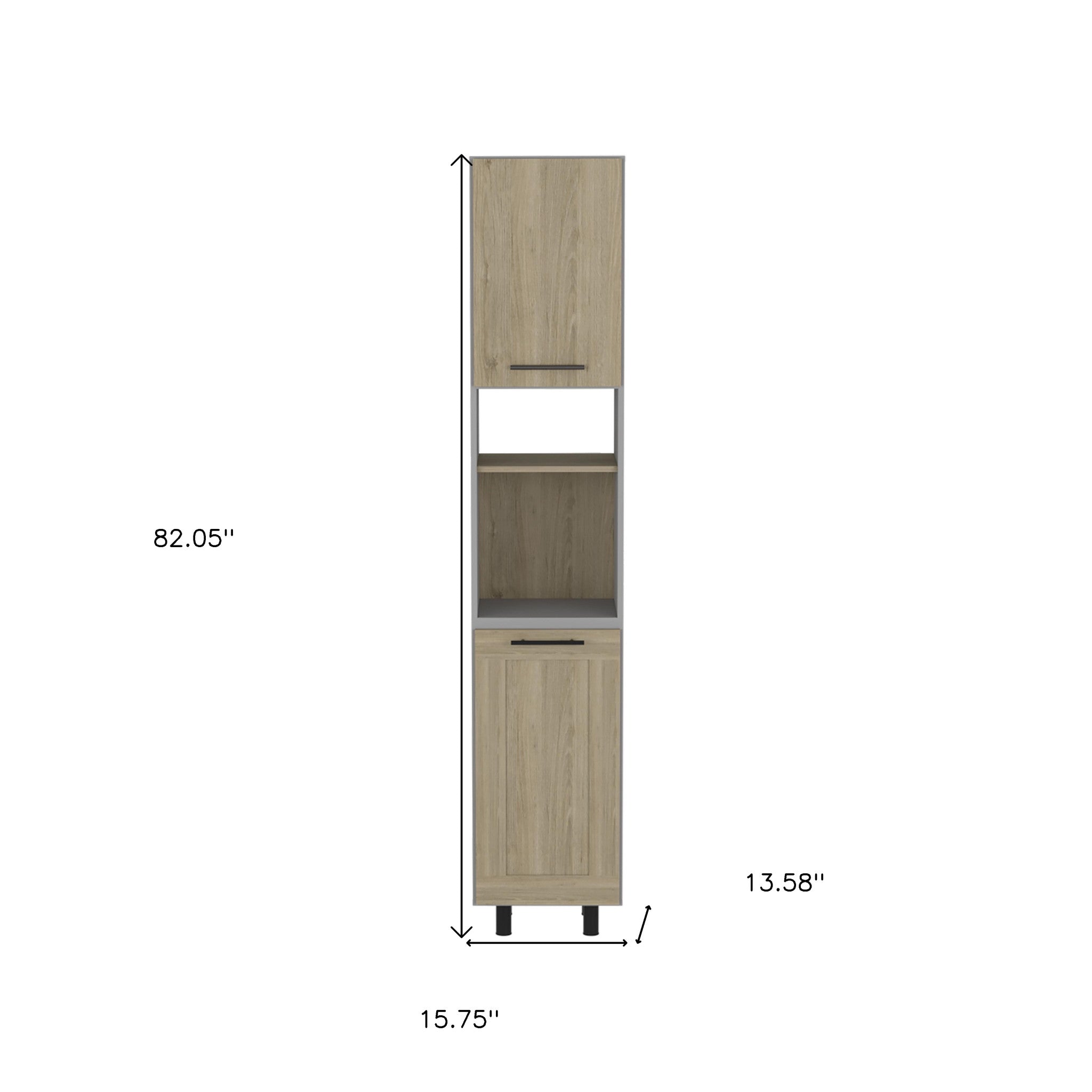 82" Gray And Oak Wood Pantry Or Storage Closet