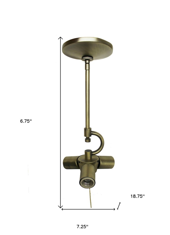 Antiqued Brass Bulb Three Light Metal Chandelier