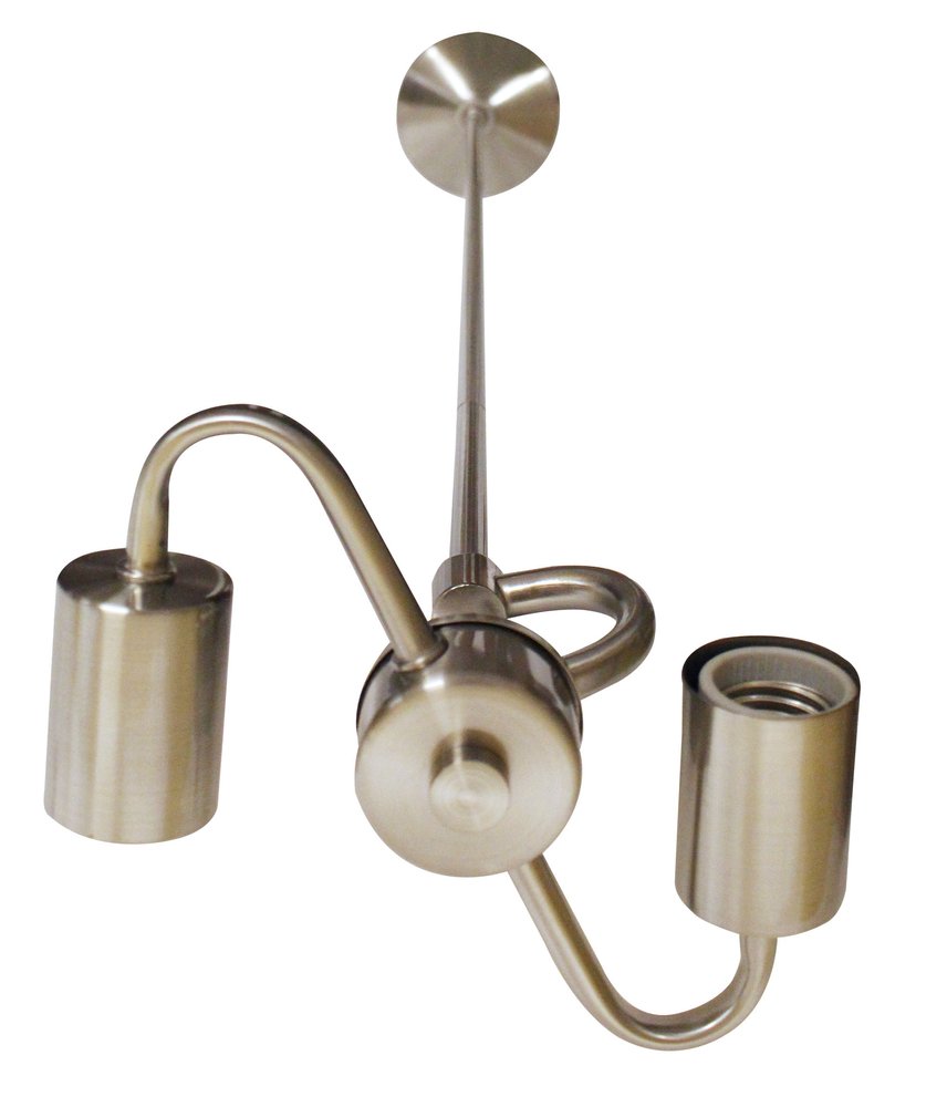 Nickel Bulb Two Light Metal Chandelier