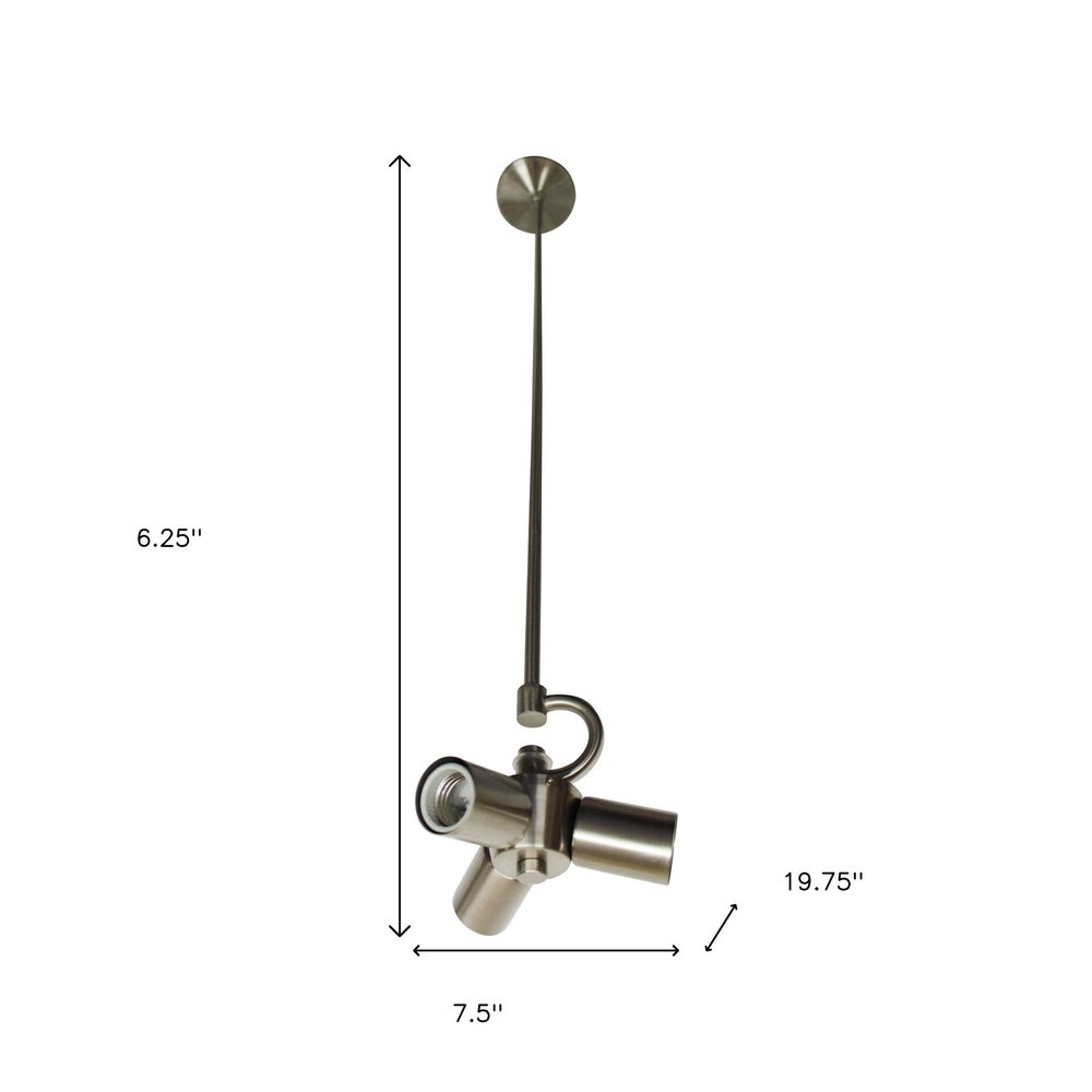 Nickel Bulb Three Light Metal Chandelier