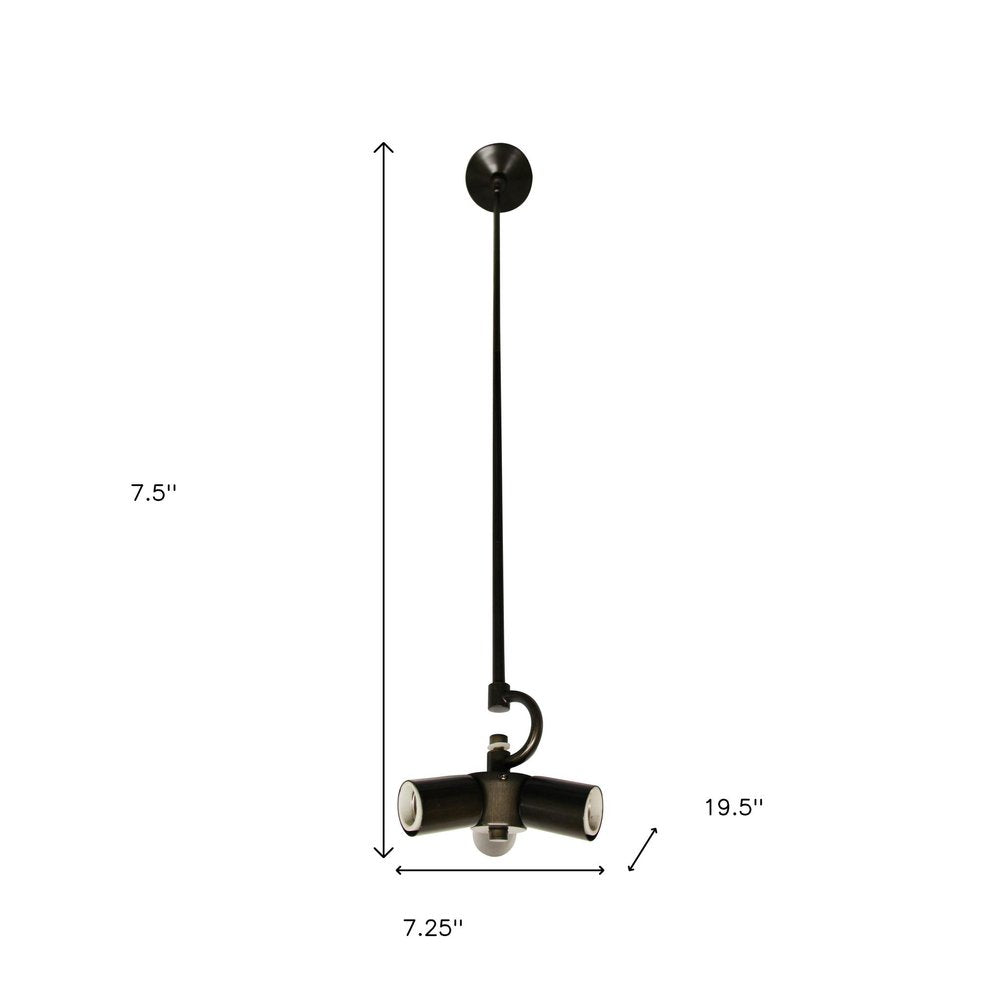 Bronze Bulb Three Light Metal Chandelier