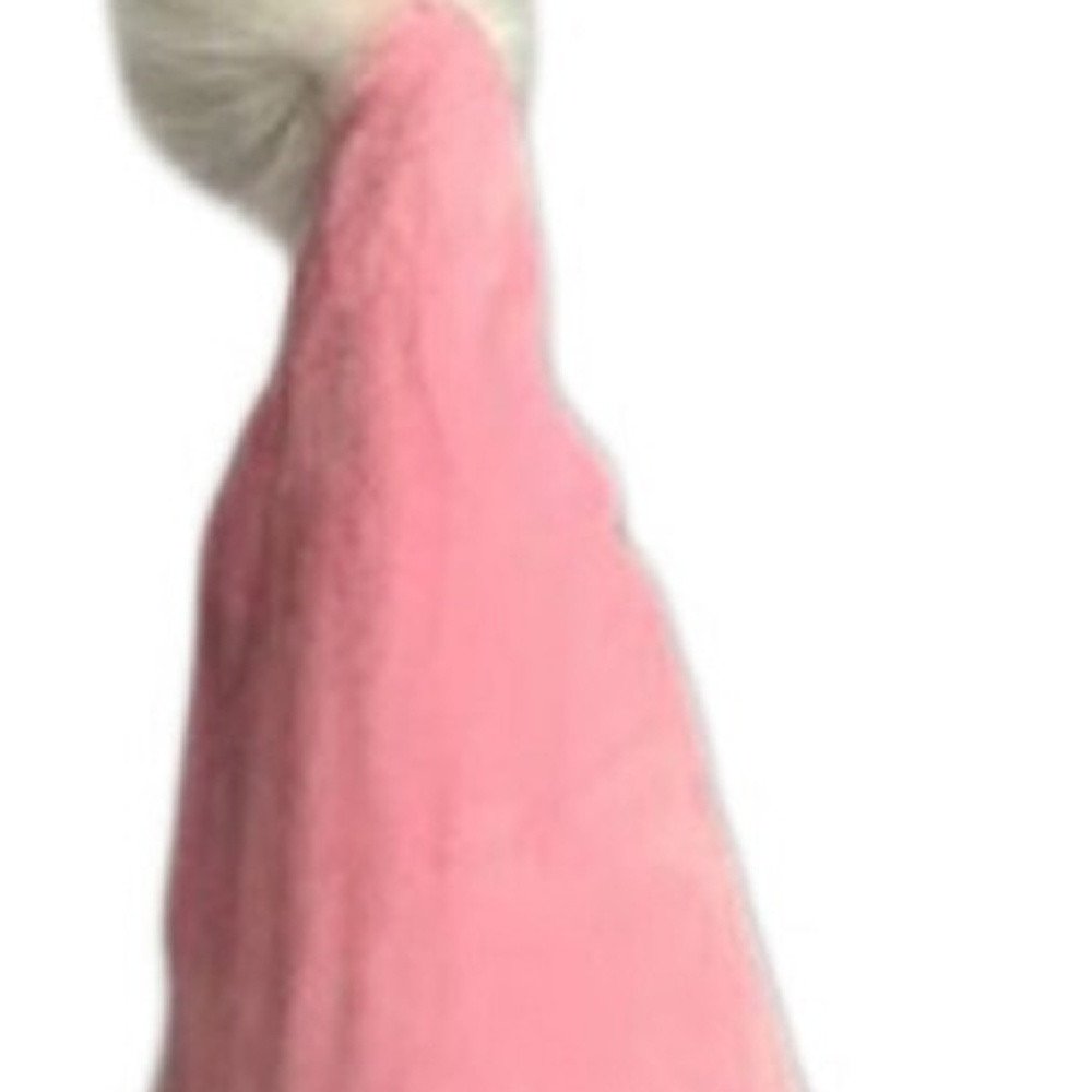 30" Pink and White Fabric Christmas Standing Gnome Tabletop Sculpture
