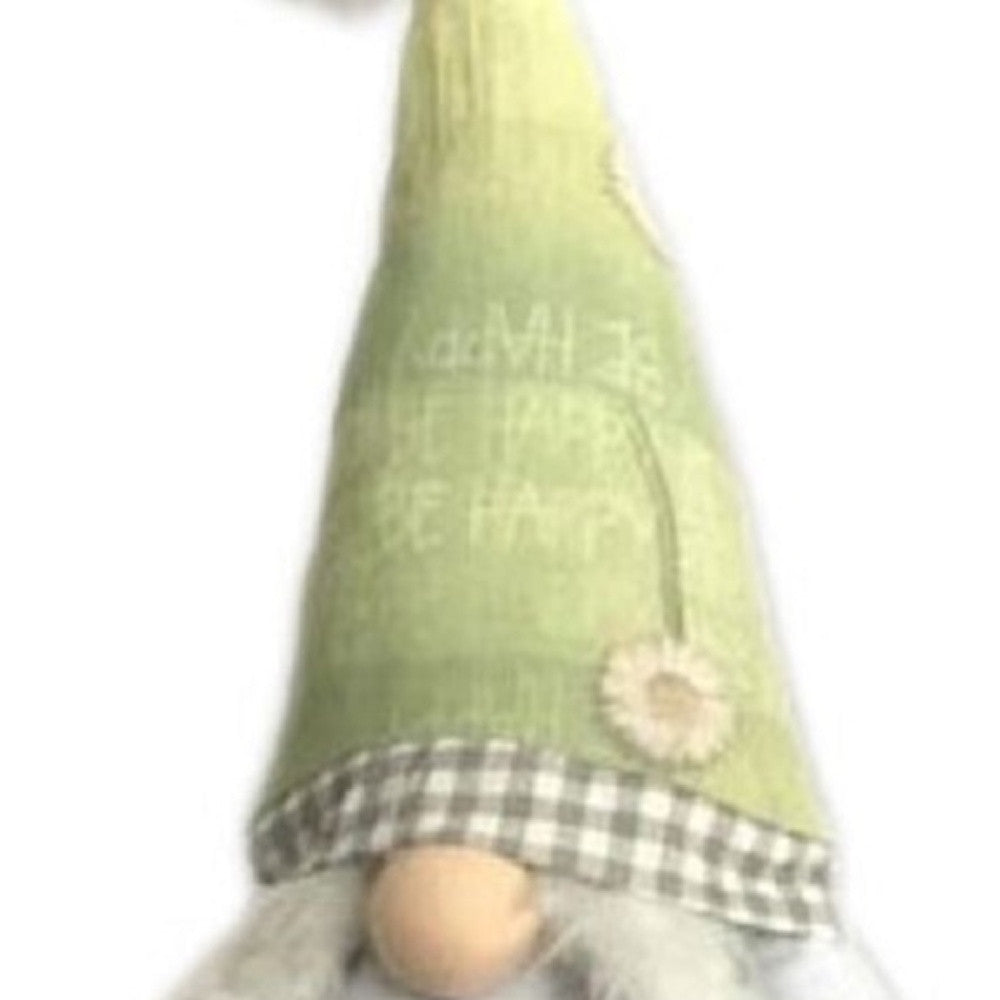 30" Green and White Fabric Christmas Standing Gnome Tabletop Sculpture