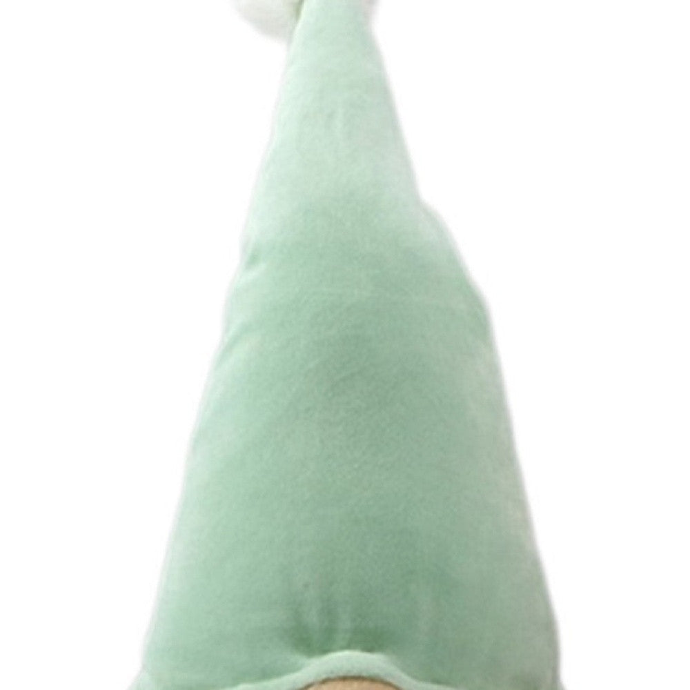 22" Green and White Fabric Standing Gnome