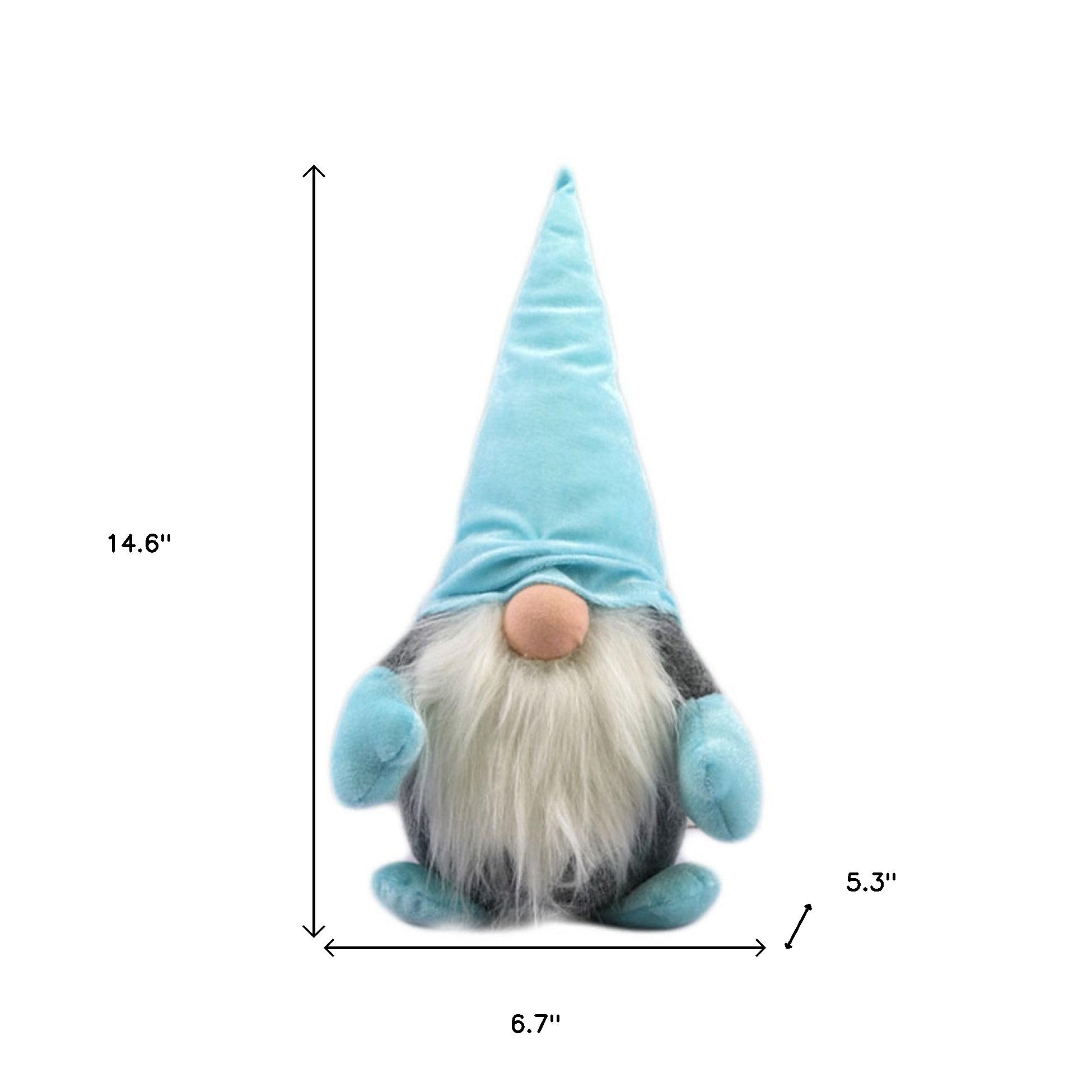 15" Blue and Gray Fabric Standing Gnome