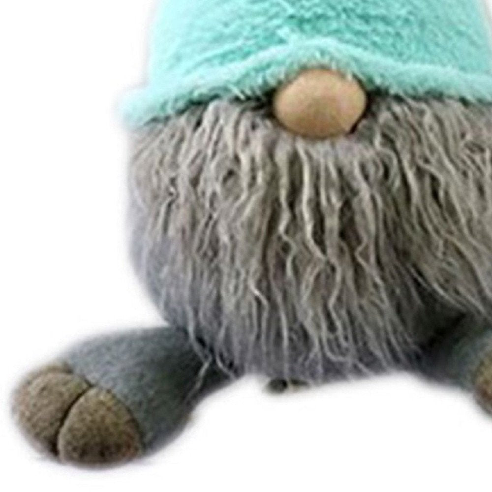 19" Blue and Gray Fabric Easter Standing Gnome Tabletop Sculpture