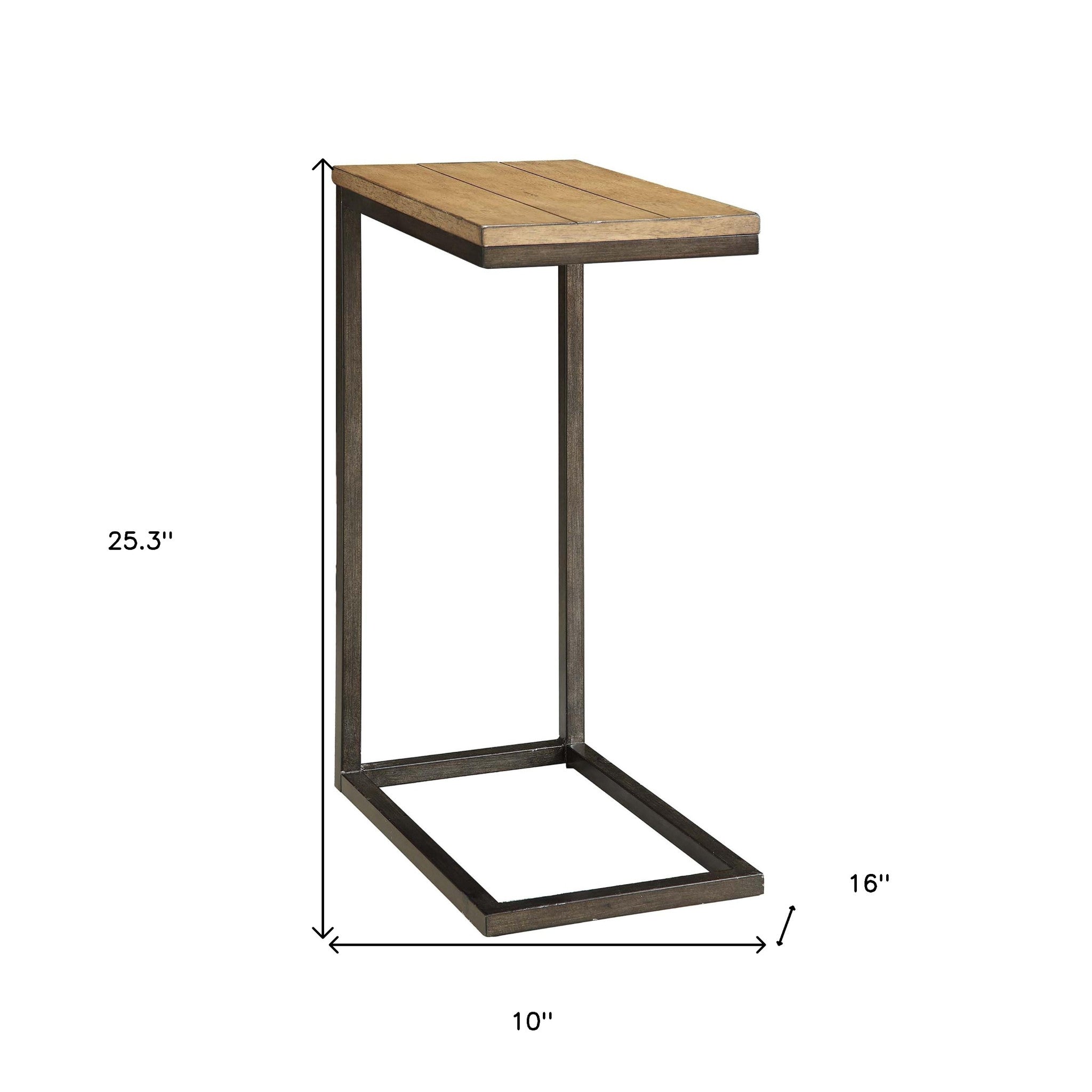 25" Black And Oak Solid Wood Rectangular End Table