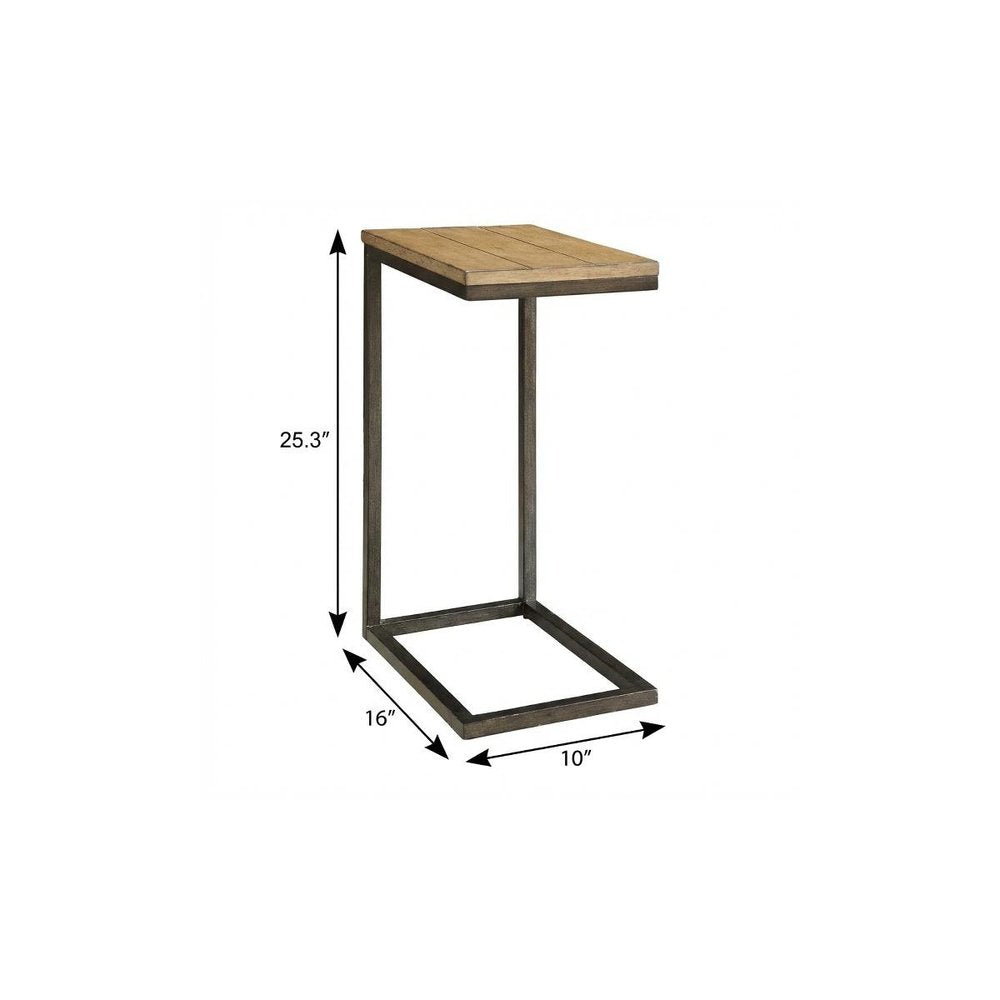 25" Black And Oak Solid Wood Rectangular End Table