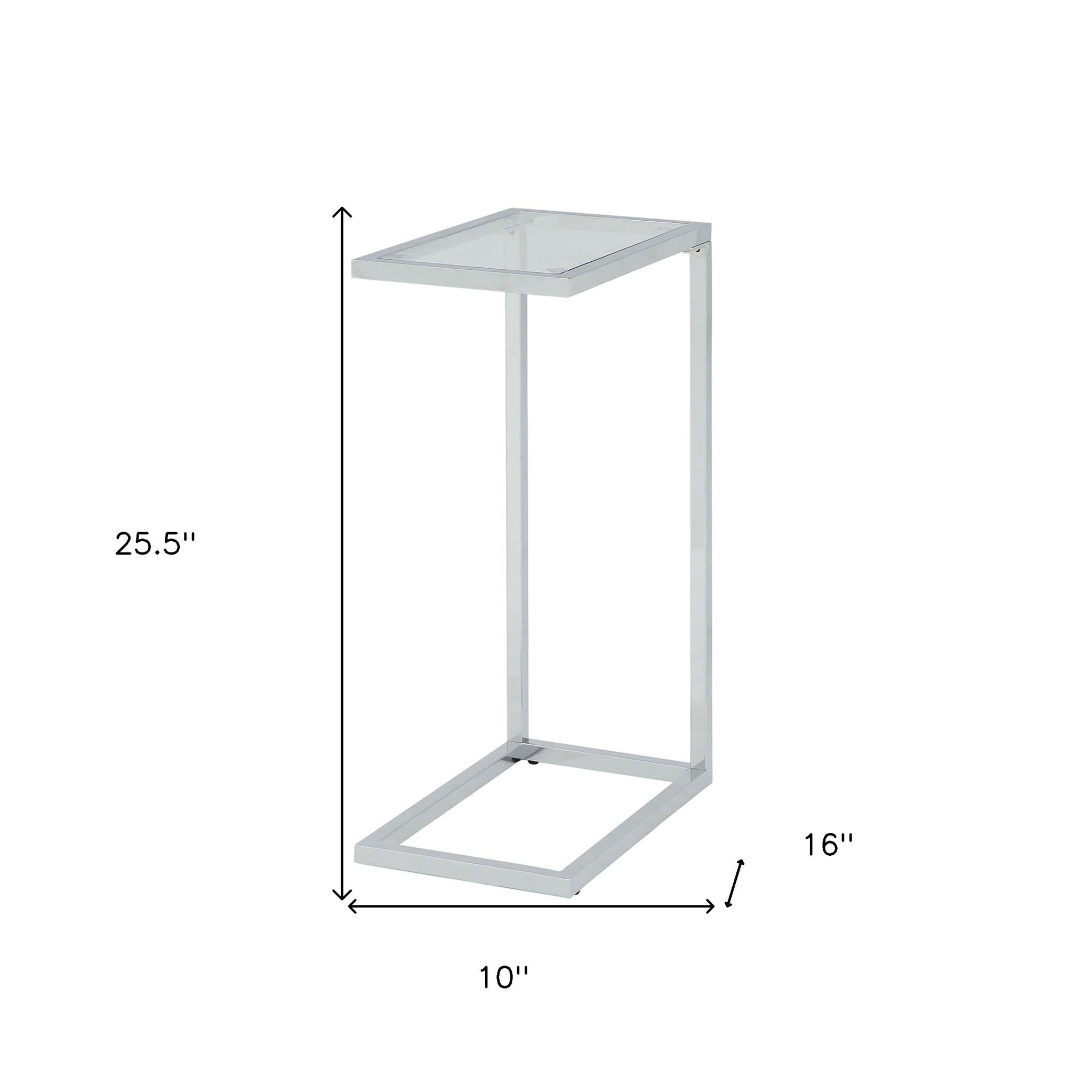 26" Chrome And Clear Glass End Table