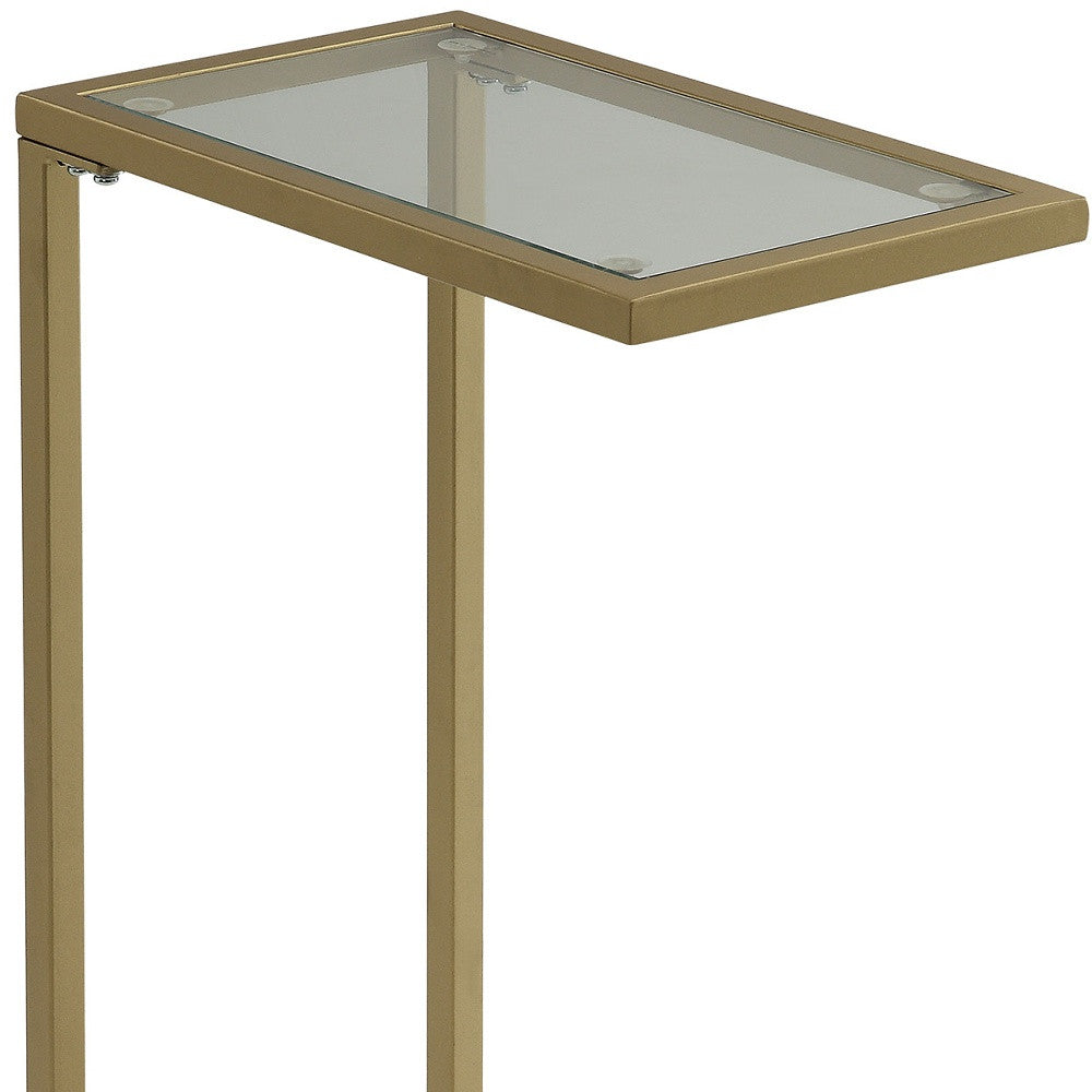 26" Clear and Gold Glass and Steel Frame End Table