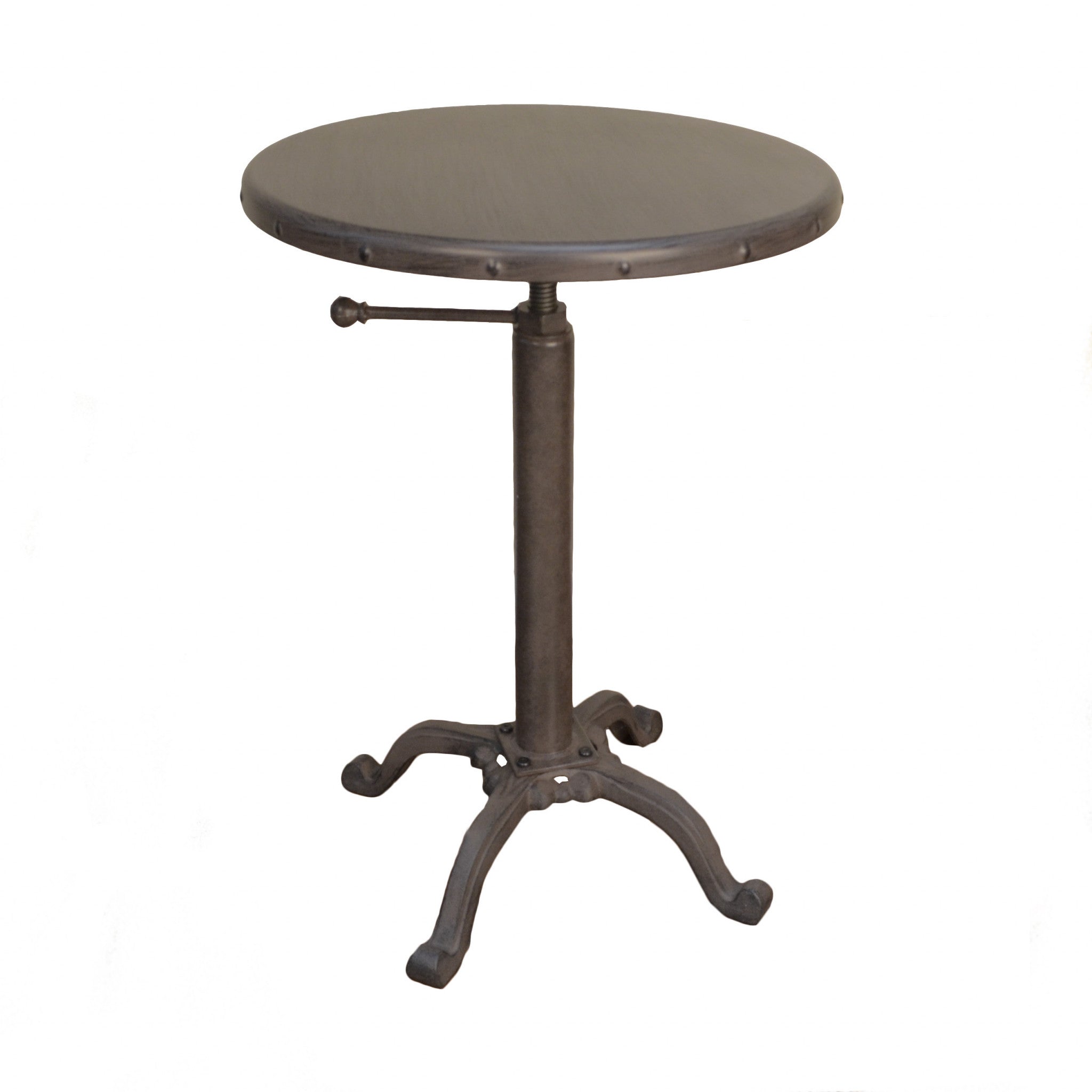 22" Industrial And Inustrial Iron Round End Table