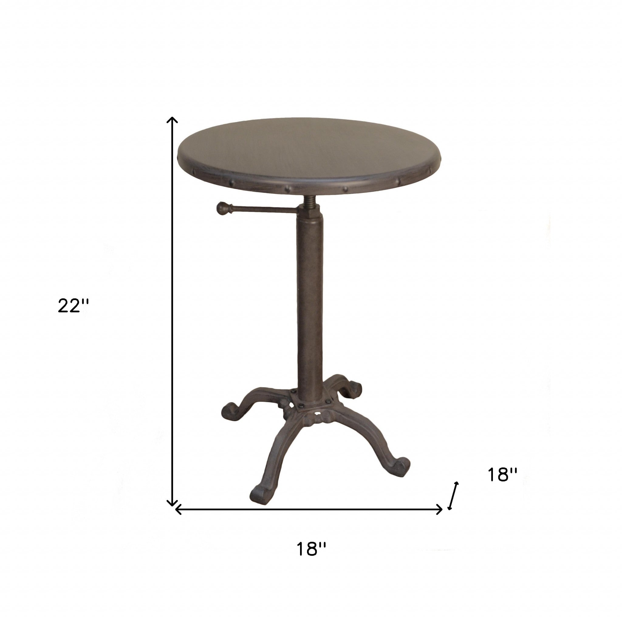 22" Industrial And Inustrial Iron Round End Table