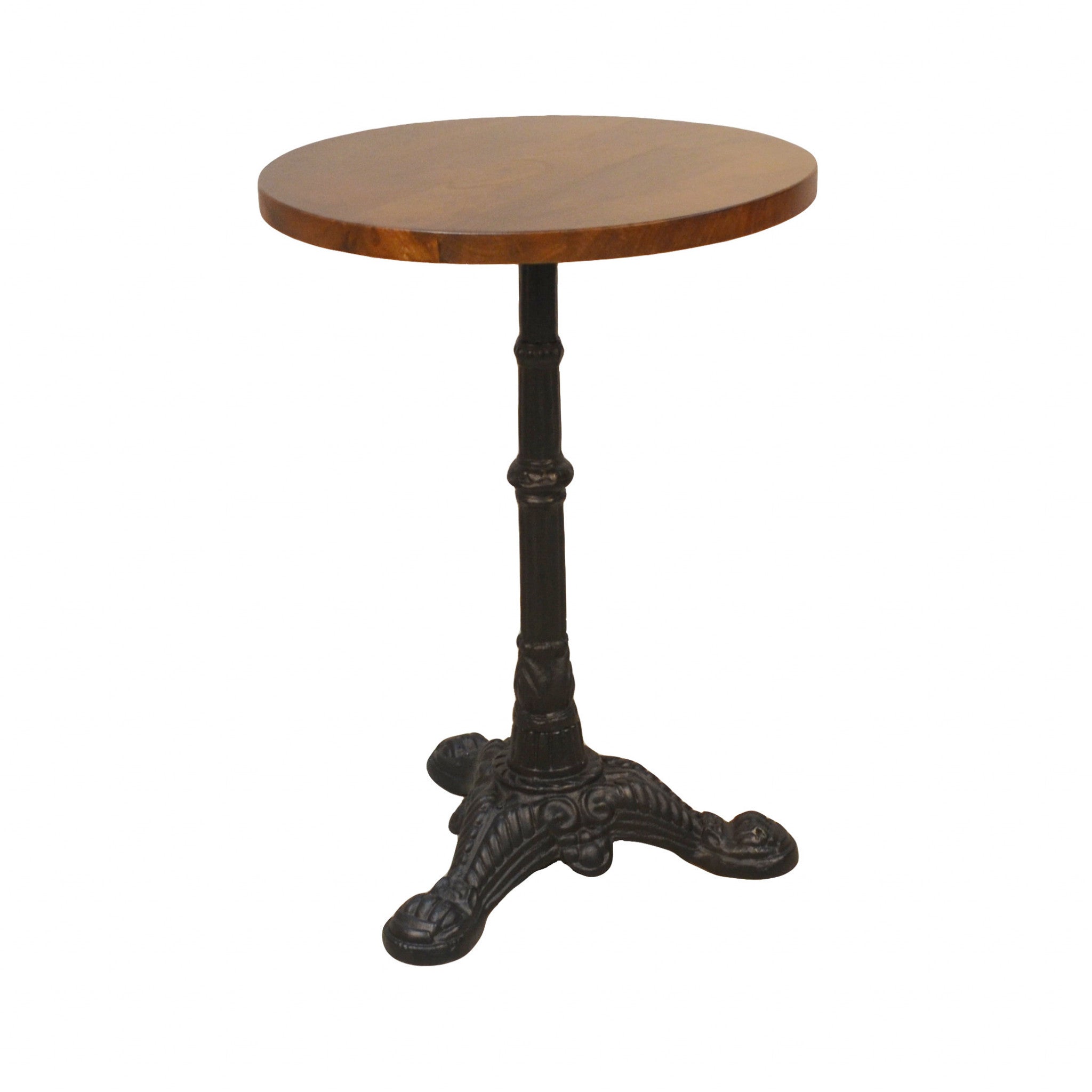 28" Black And Chestnut Solid Wood Round End Table