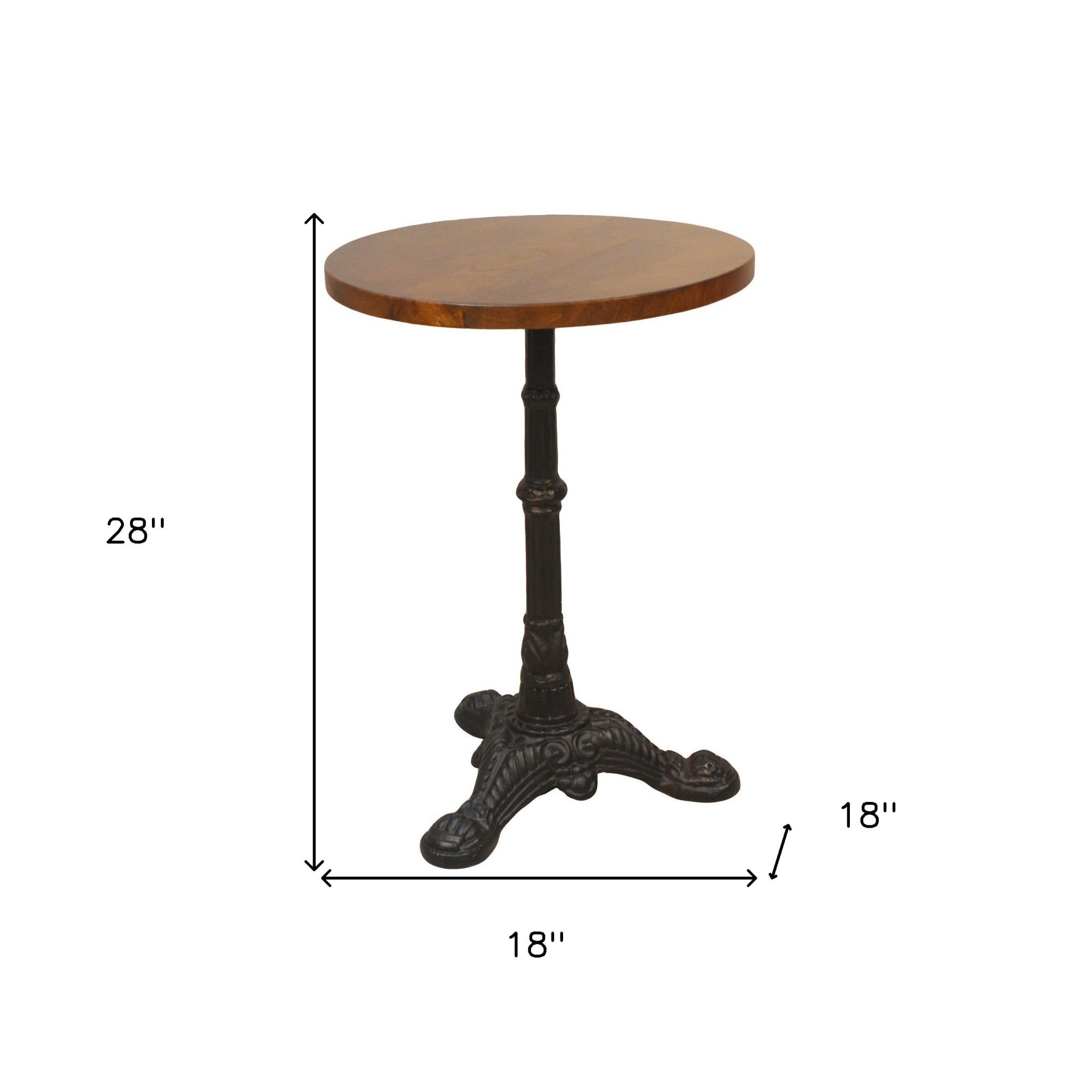 28" Black And Chestnut Solid Wood Round End Table