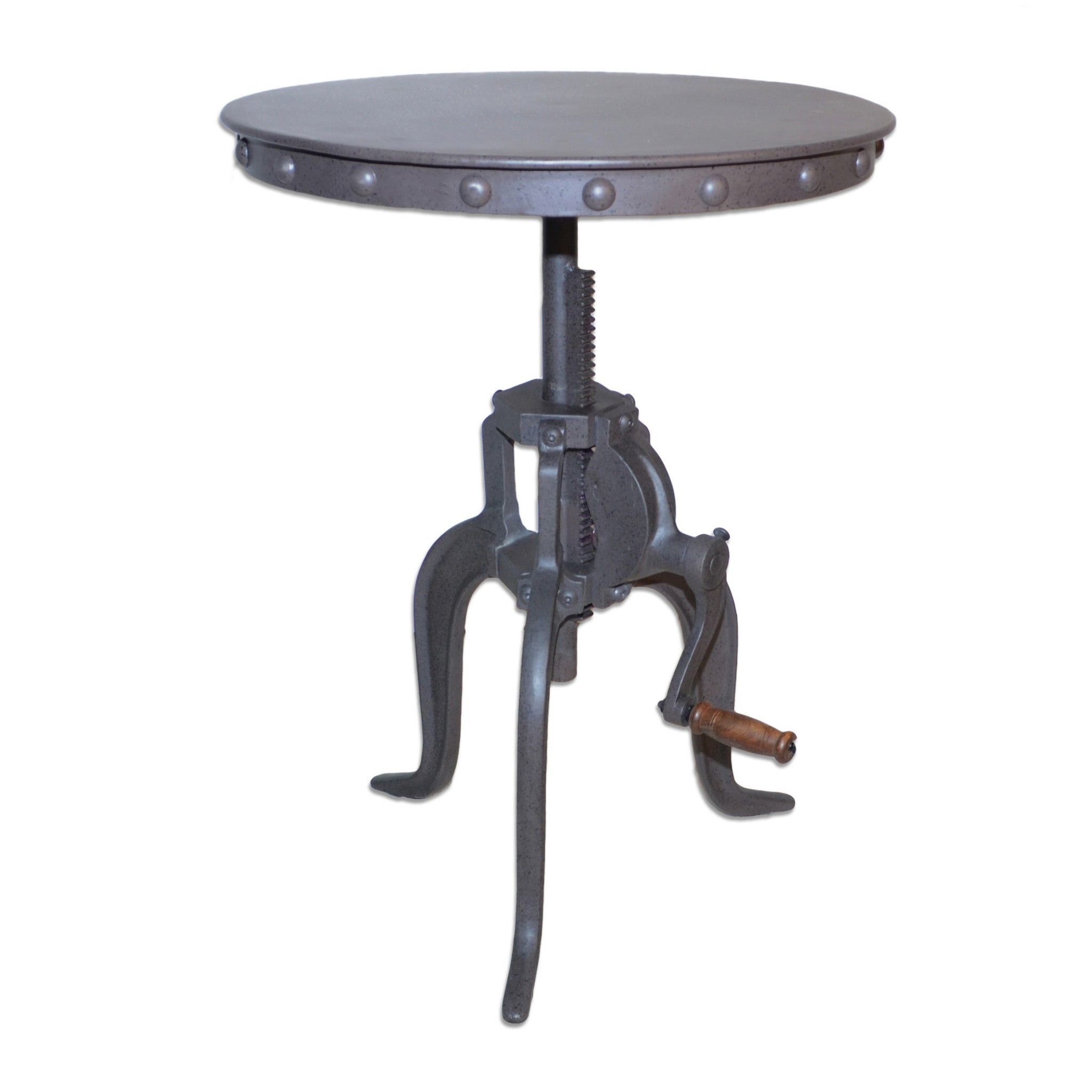 18" Gray Iron Height Adjustable Round End Table
