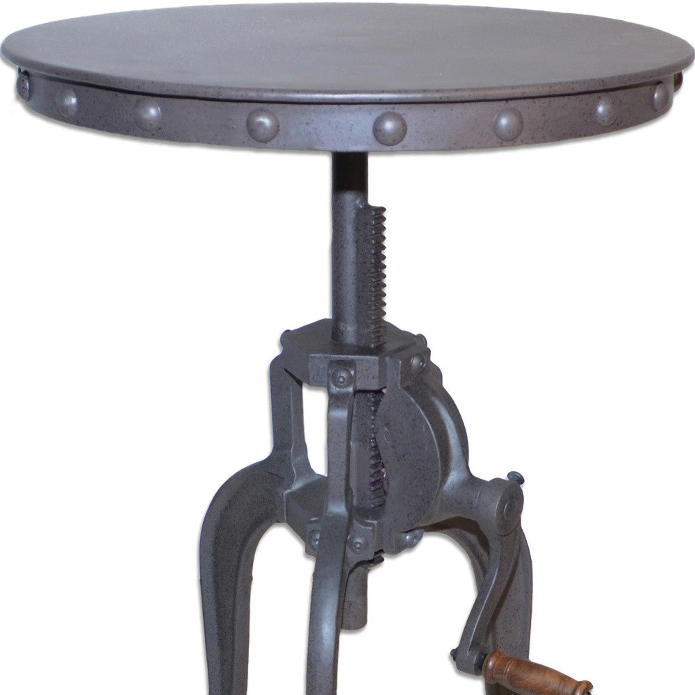 19" Gray Iron Height Adjustable Round End Table