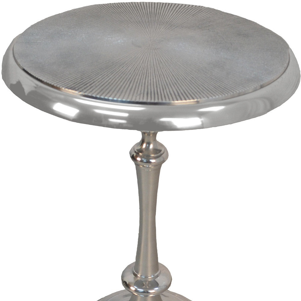 25" Aluminum Metal Textured Round Top End Table