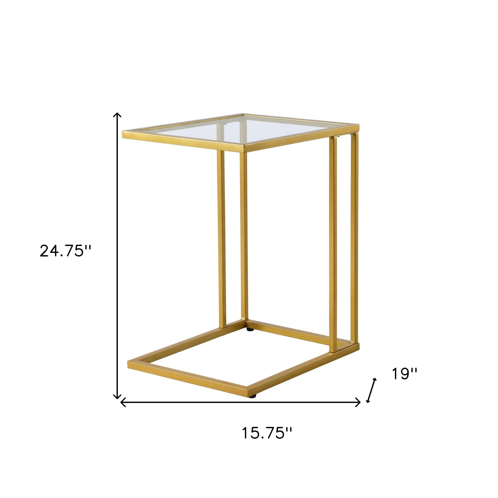 25" Gold And Clear Glass Square End Table