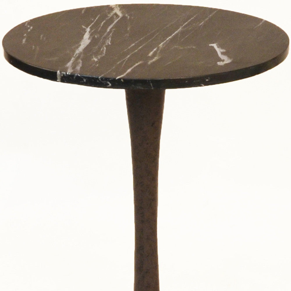 19" Black Marble Round End Table