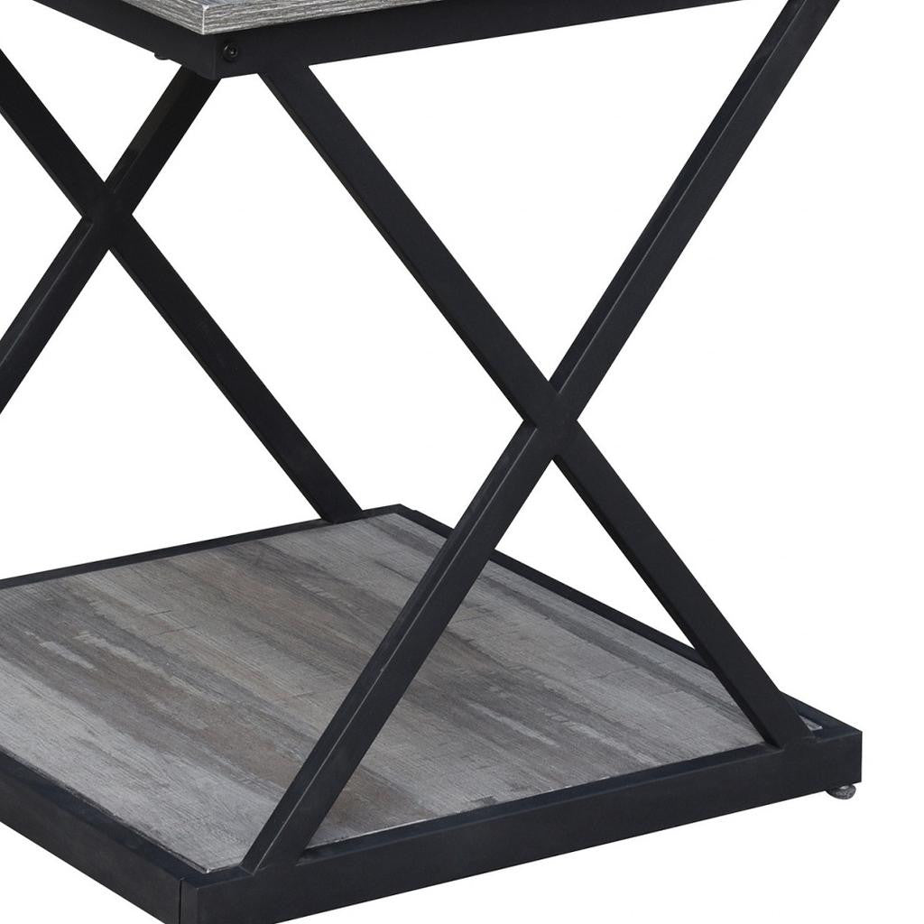 20" Black And Brown Manufactured Wood Square End Table