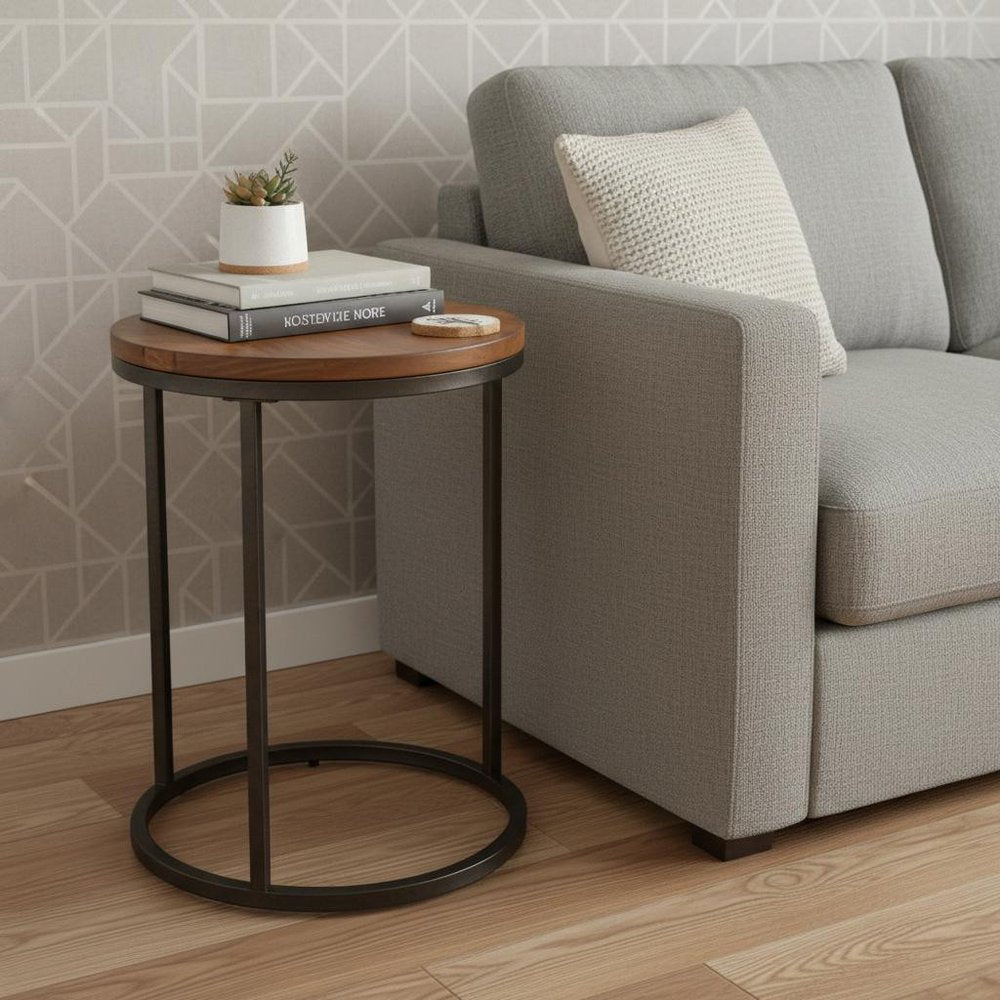 20" Black And Gray Manufactured Wood Square End Table