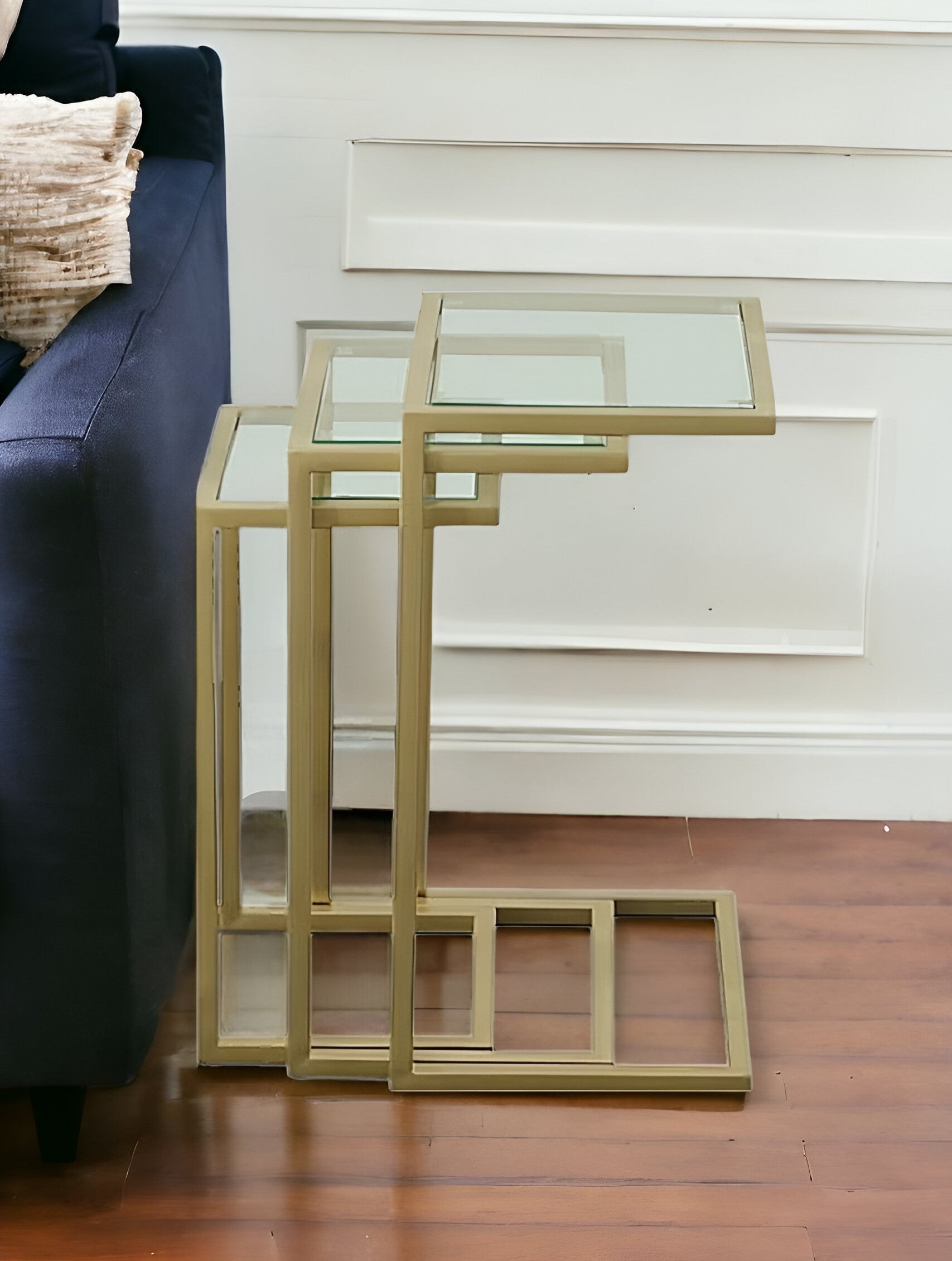 24" Gold Glass Rectangular End Table