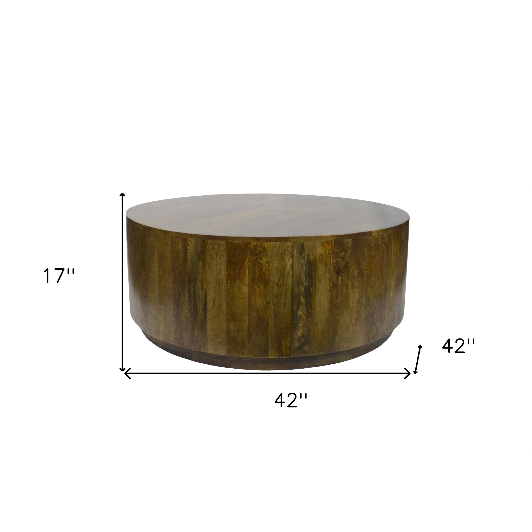 42" Brown Solid Wood Round Coffee Table