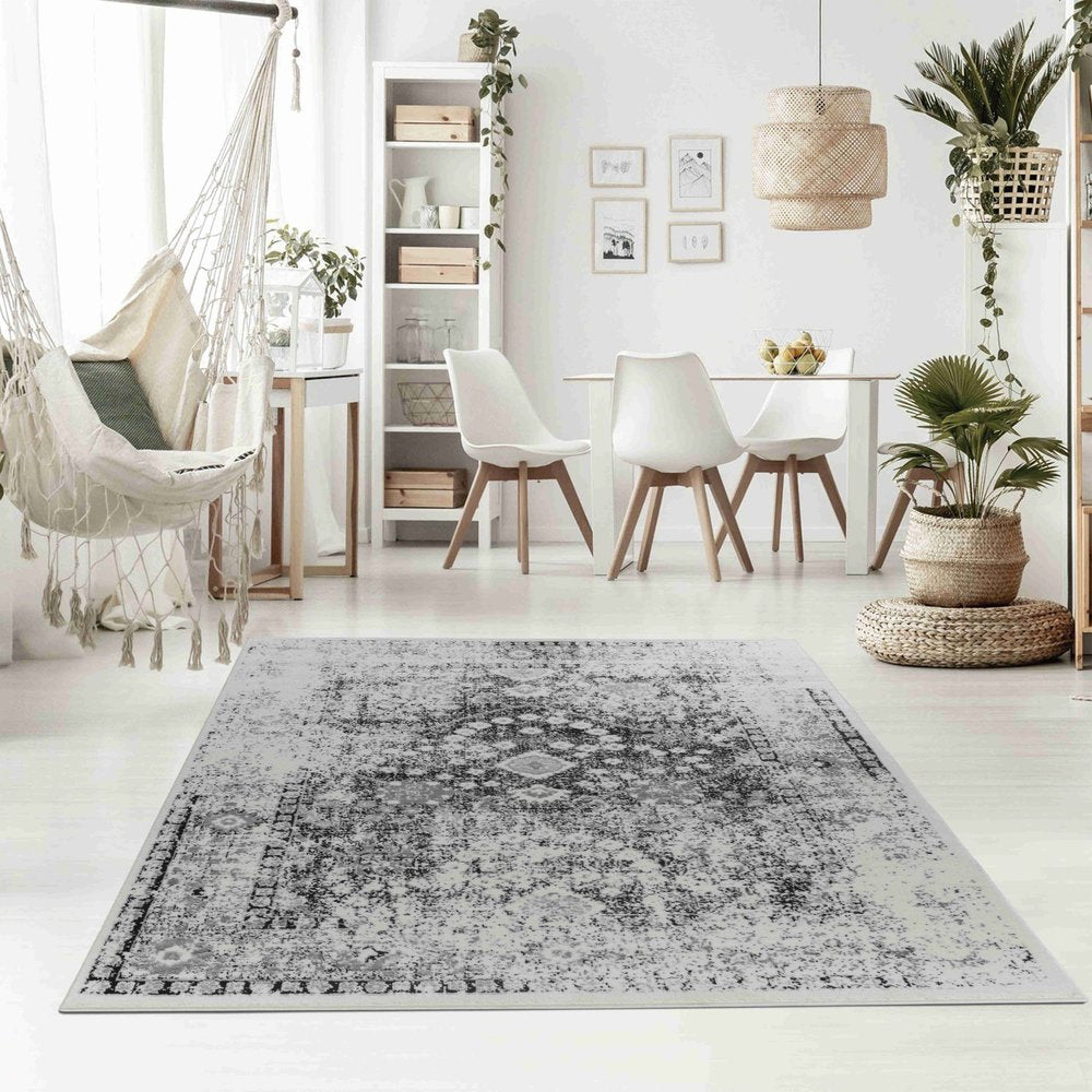 7' X 10' Black Oriental Area Rug