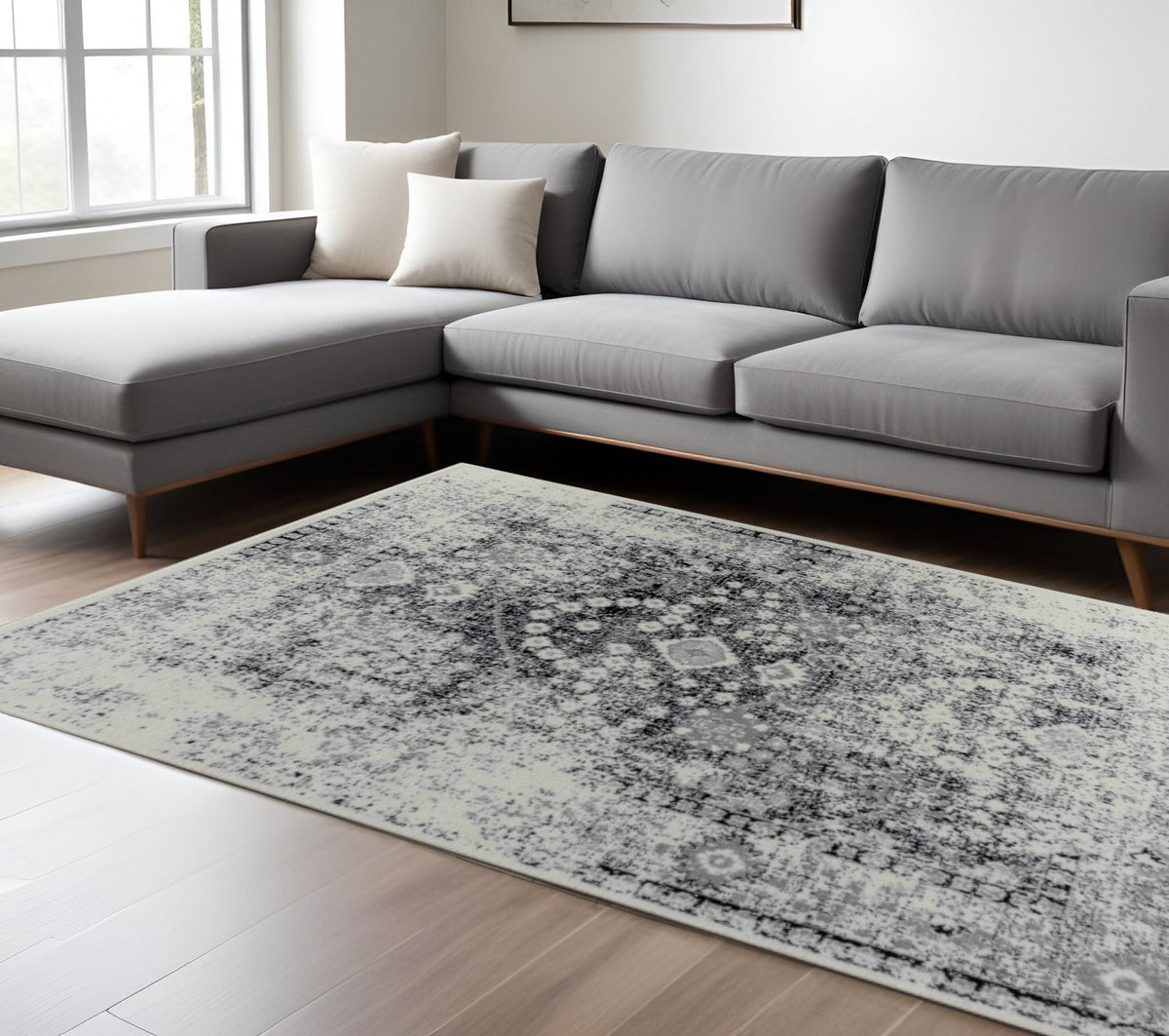 7' X 10' Black Oriental Area Rug