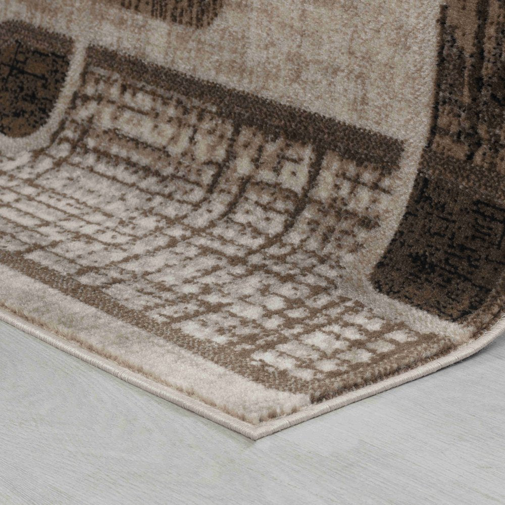 7' X 10' Brown Geometric Area Rug