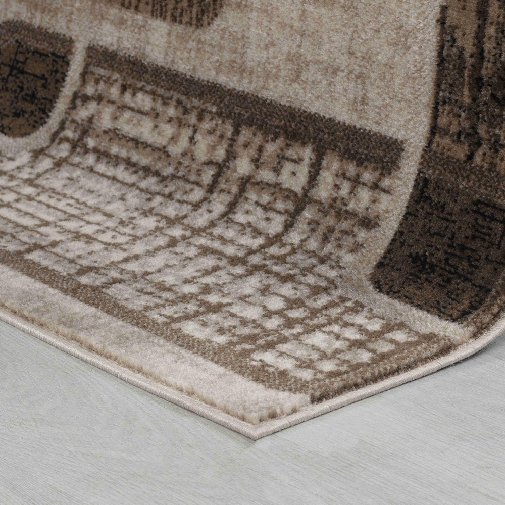 7' X 10' Brown Geometric Area Rug