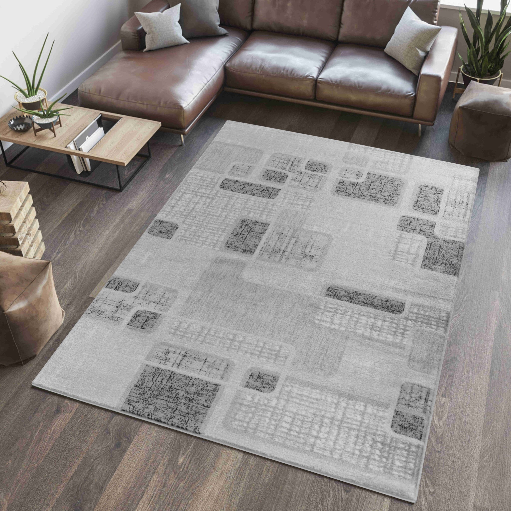 4' X 6' Grey Geometric Area Rug