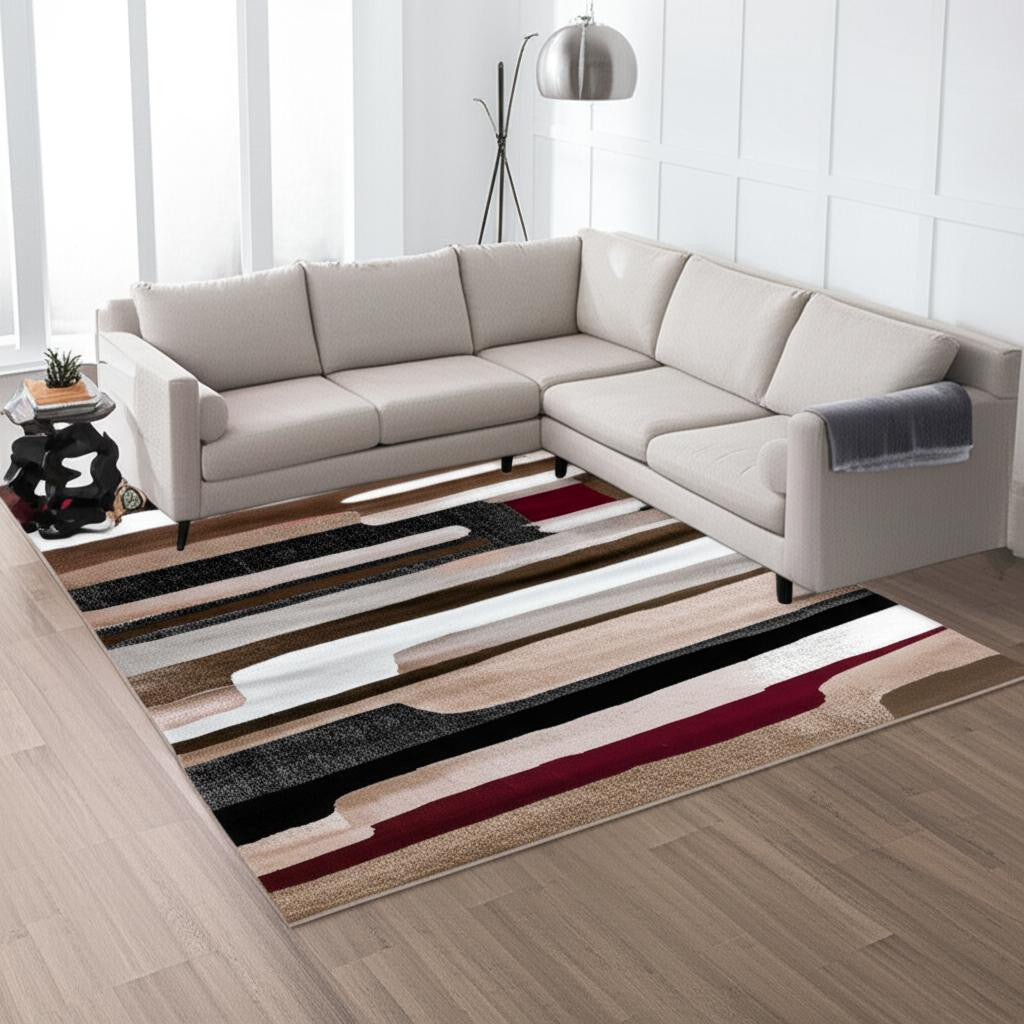 8' X 11' Brown Abstract Area Rug