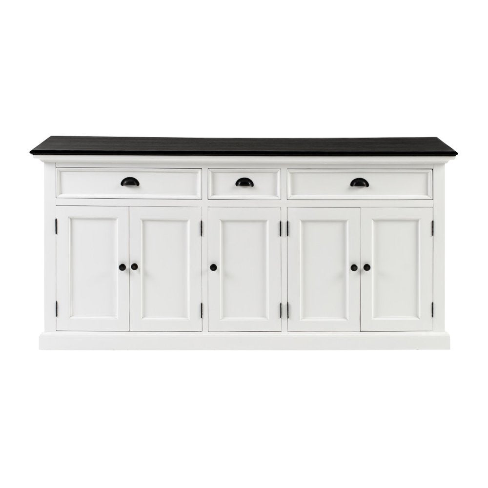 74" Black And White Solid Wood Buffet Table