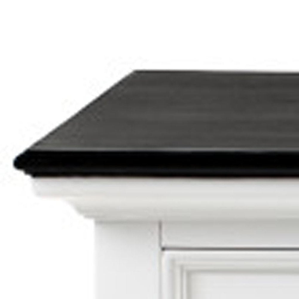 74" Black And White Solid Wood Buffet Table