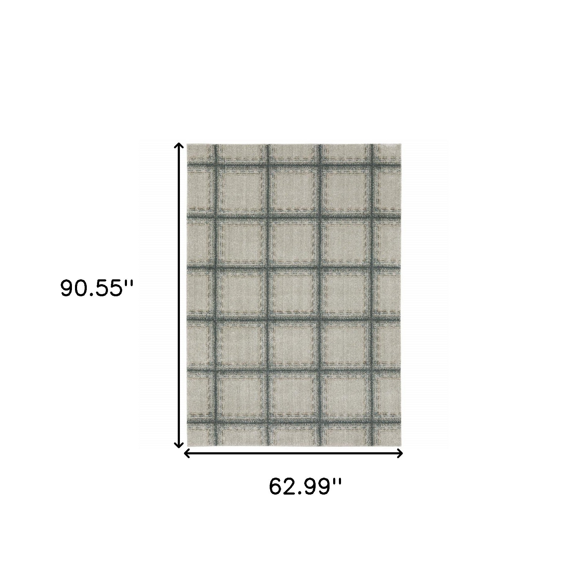 5' X 8' Gray Geometric Power Loom Area Rug