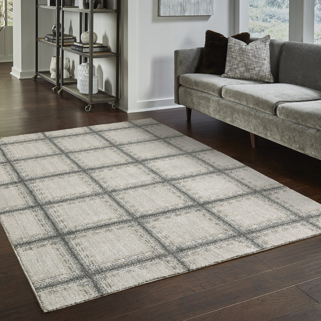 5' X 8' Gray Geometric Power Loom Area Rug